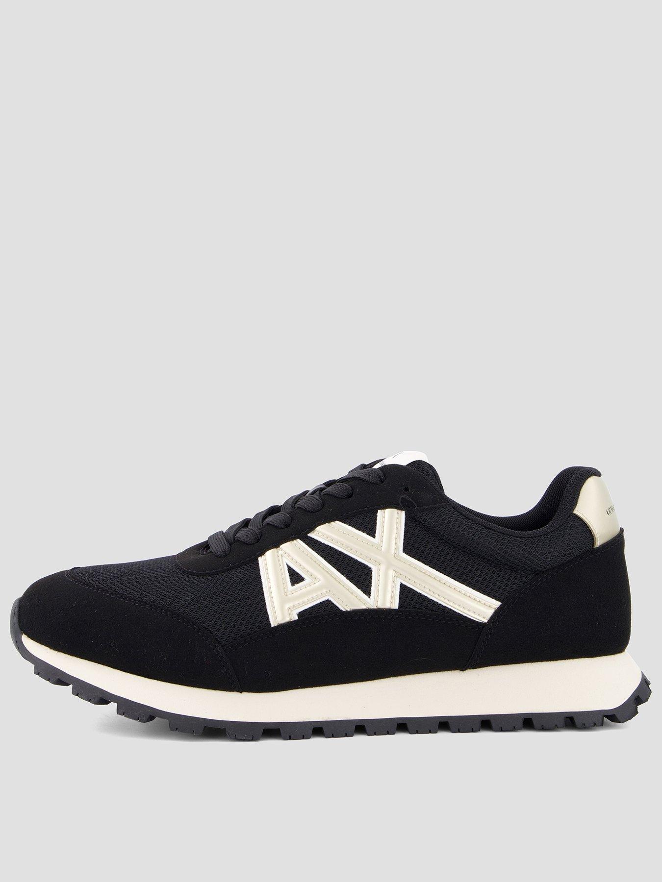 Armani Exchange Drop Logo Suede Runner Trainers - Black