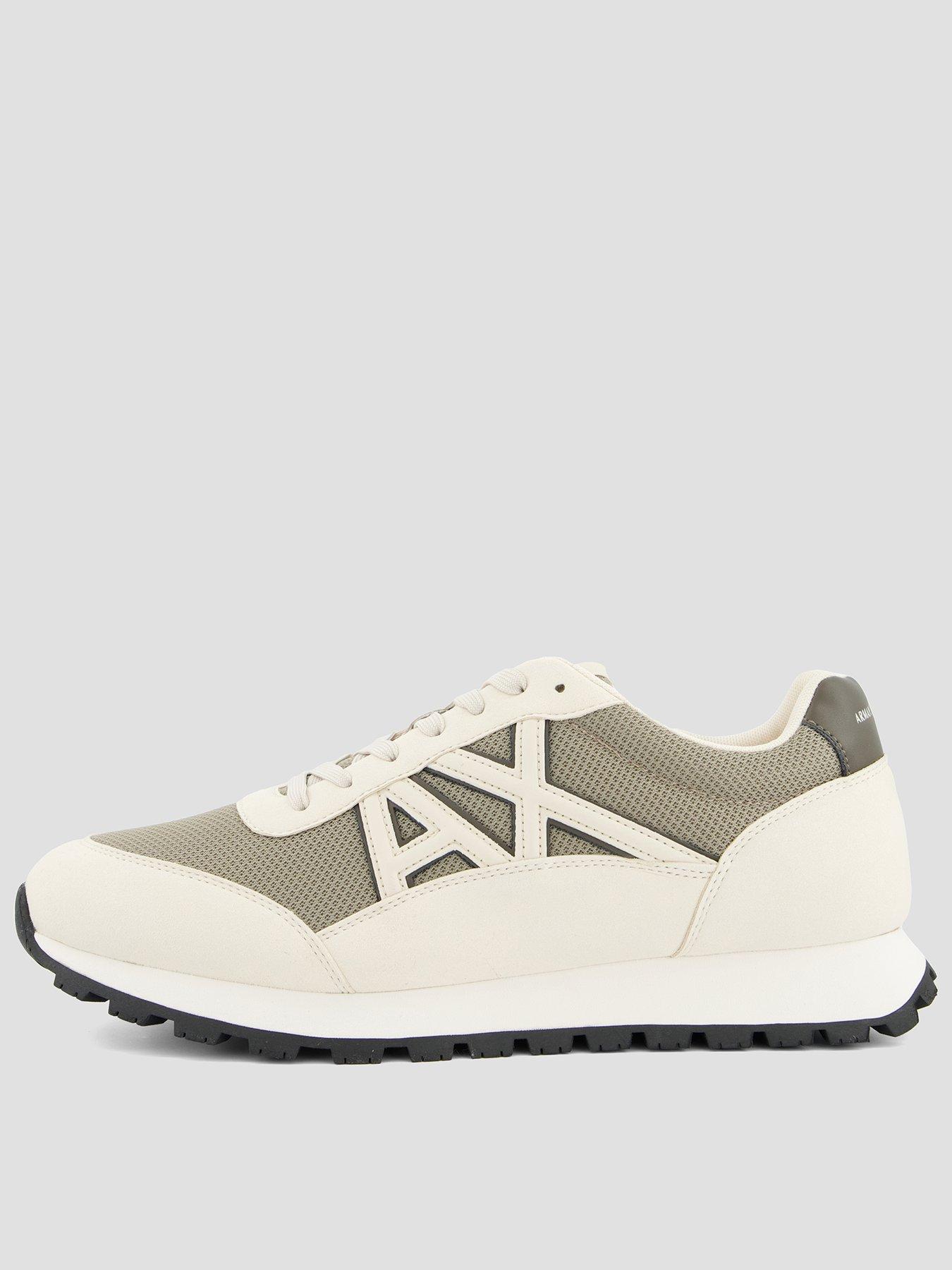 Armani Exchange Drop Logo Suede Runner Trainers - Cream