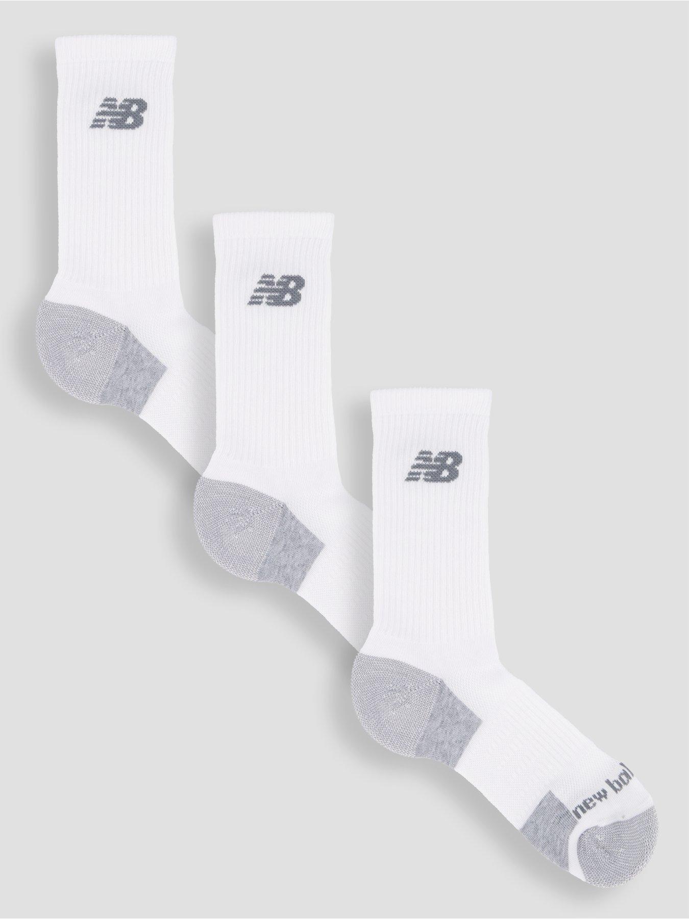 New Balance 3 Pack Performance Cushioned Crew Socks - White