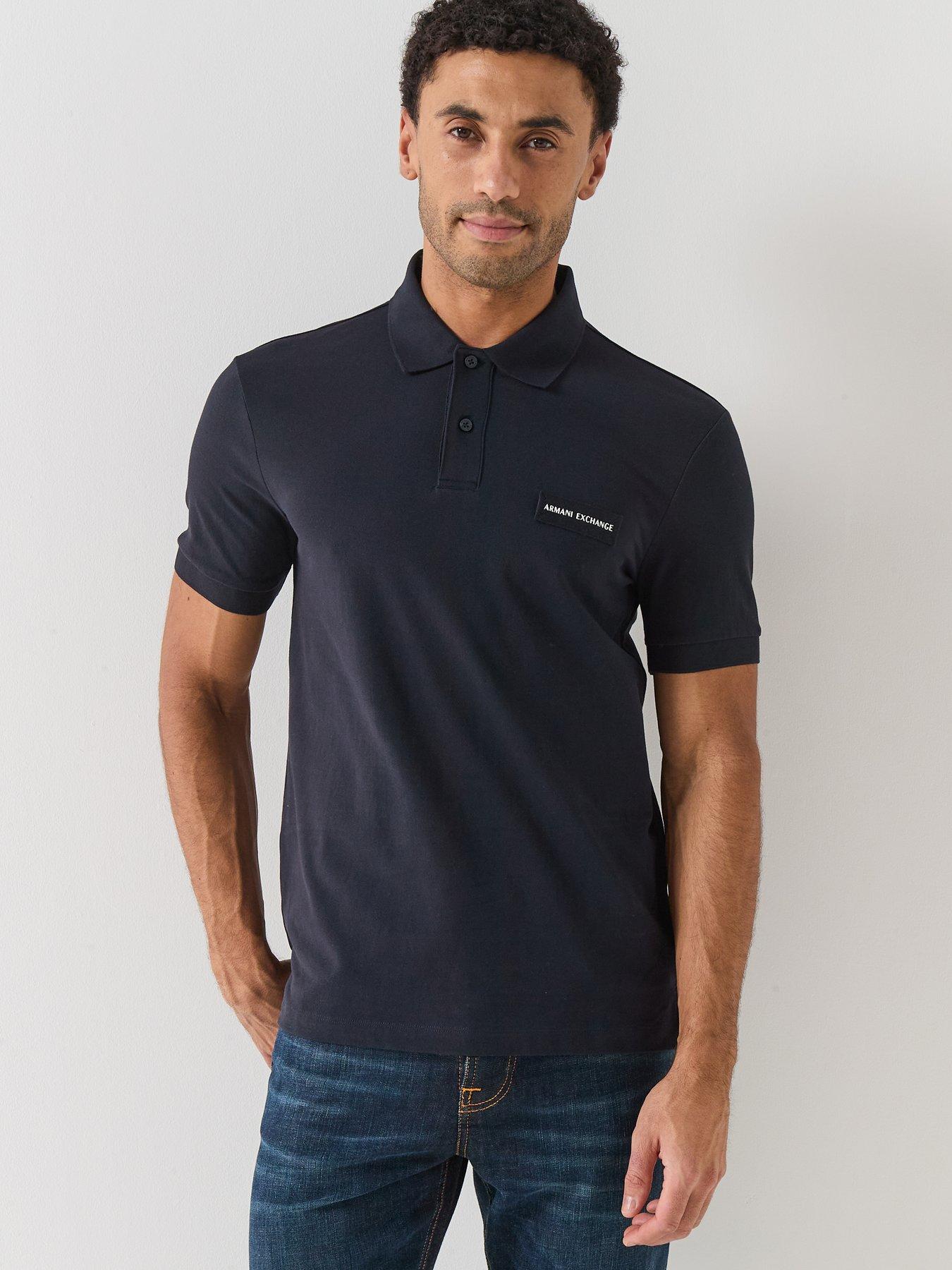 Armani Exchange Slim Fit White Edition Logo Polo Shirt - Navy