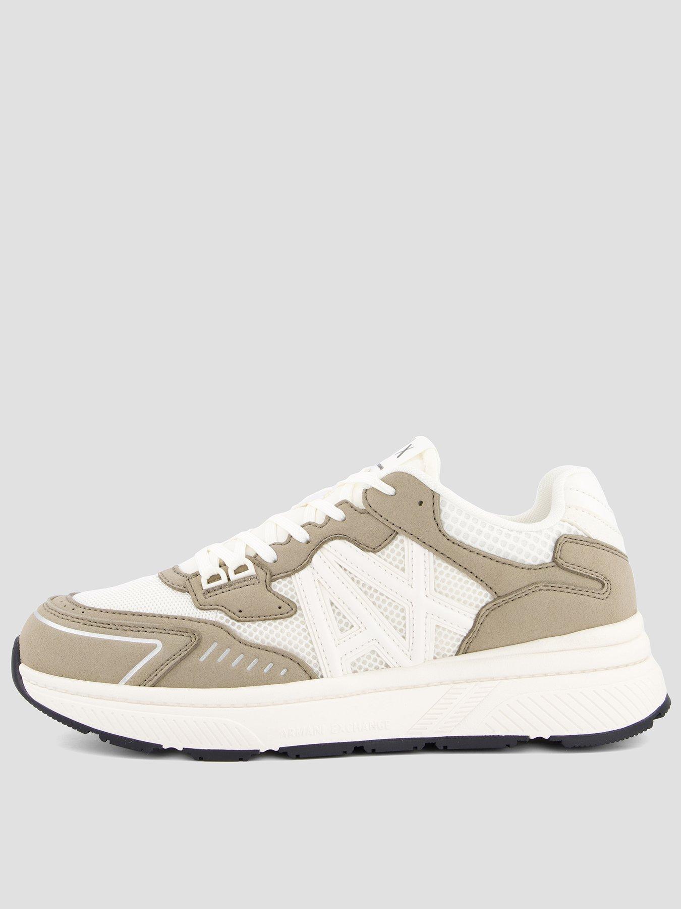 Armani Exchange Lucky Microsuede Mesh Trainer - White
