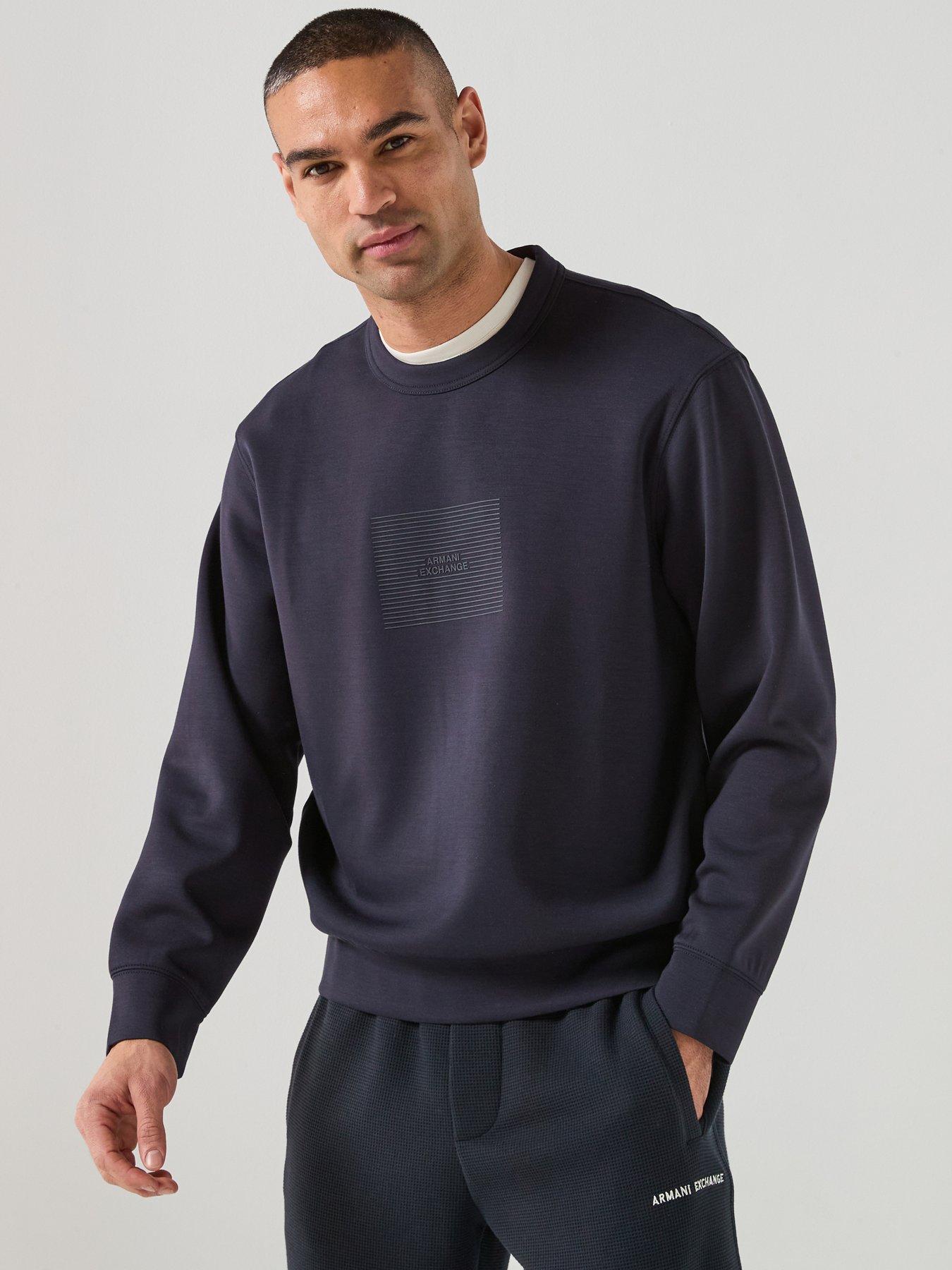 Armani Exchange Box Logo Crew Sweatshirt - Navy