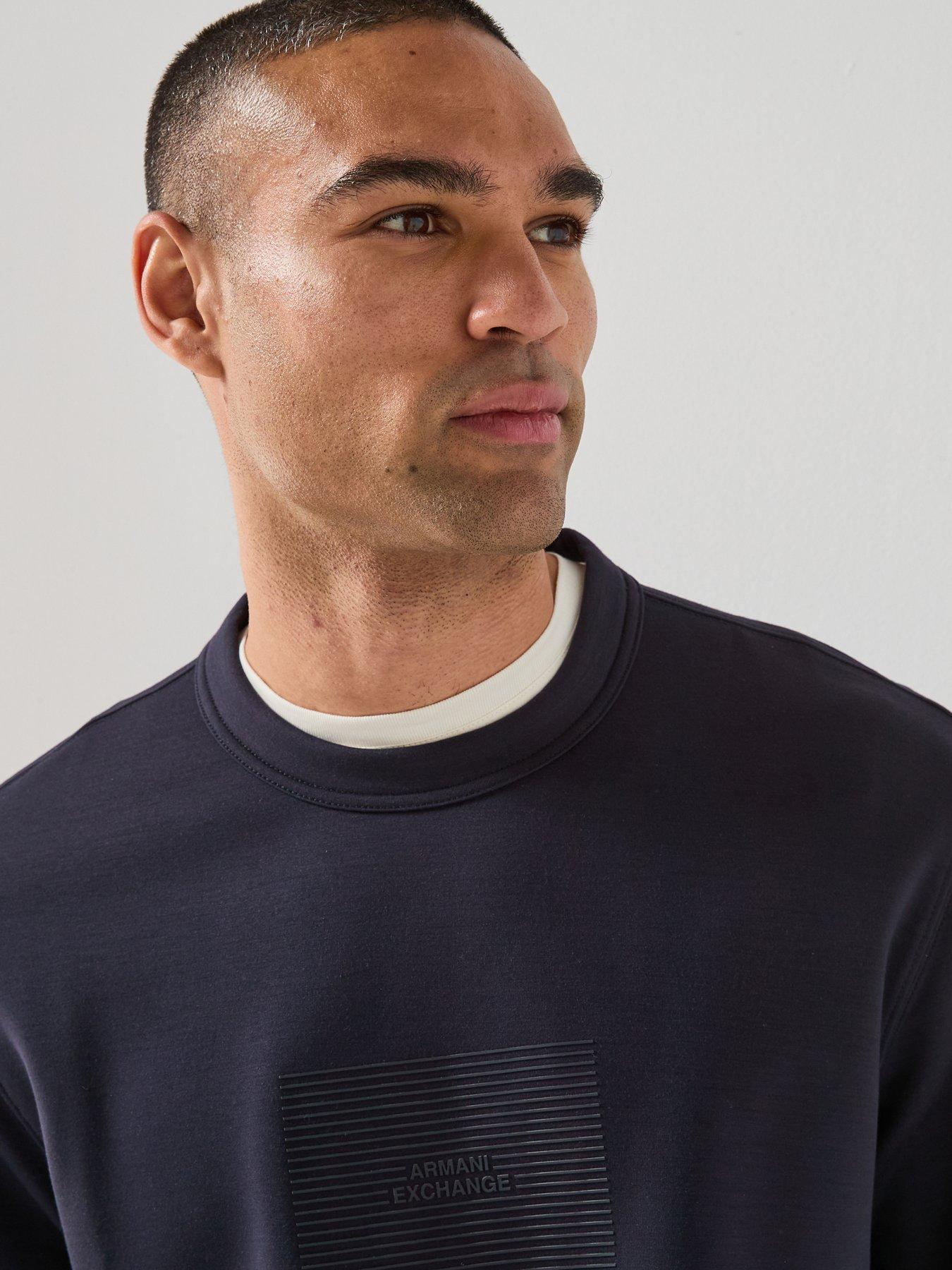 Image 4 of 6 of Armani Exchange Box Logo Crew Sweatshirt - Navy