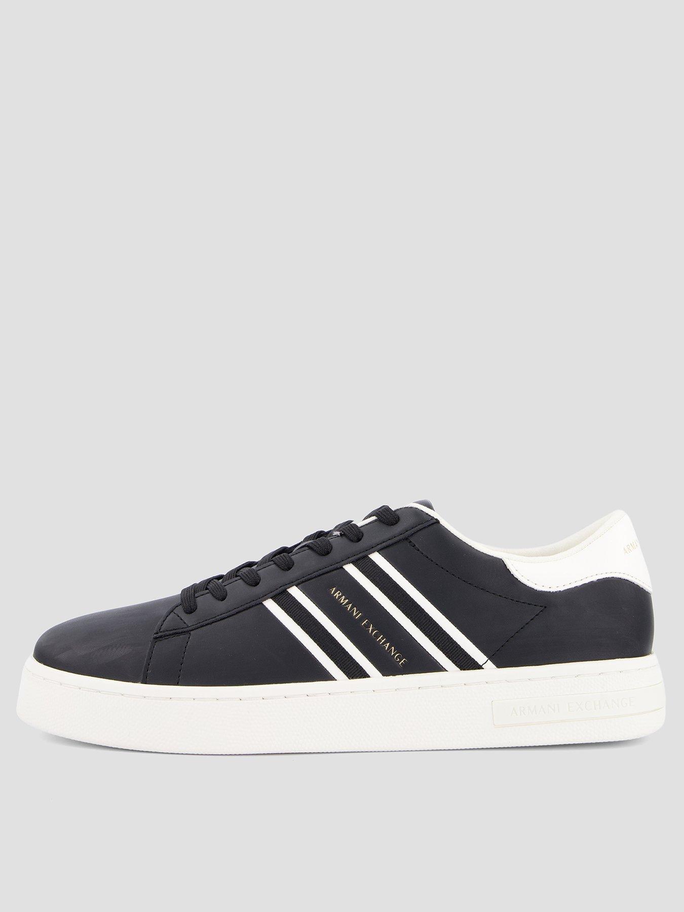 Armani Exchange: Side Stripe Cupsole Trainers - Black