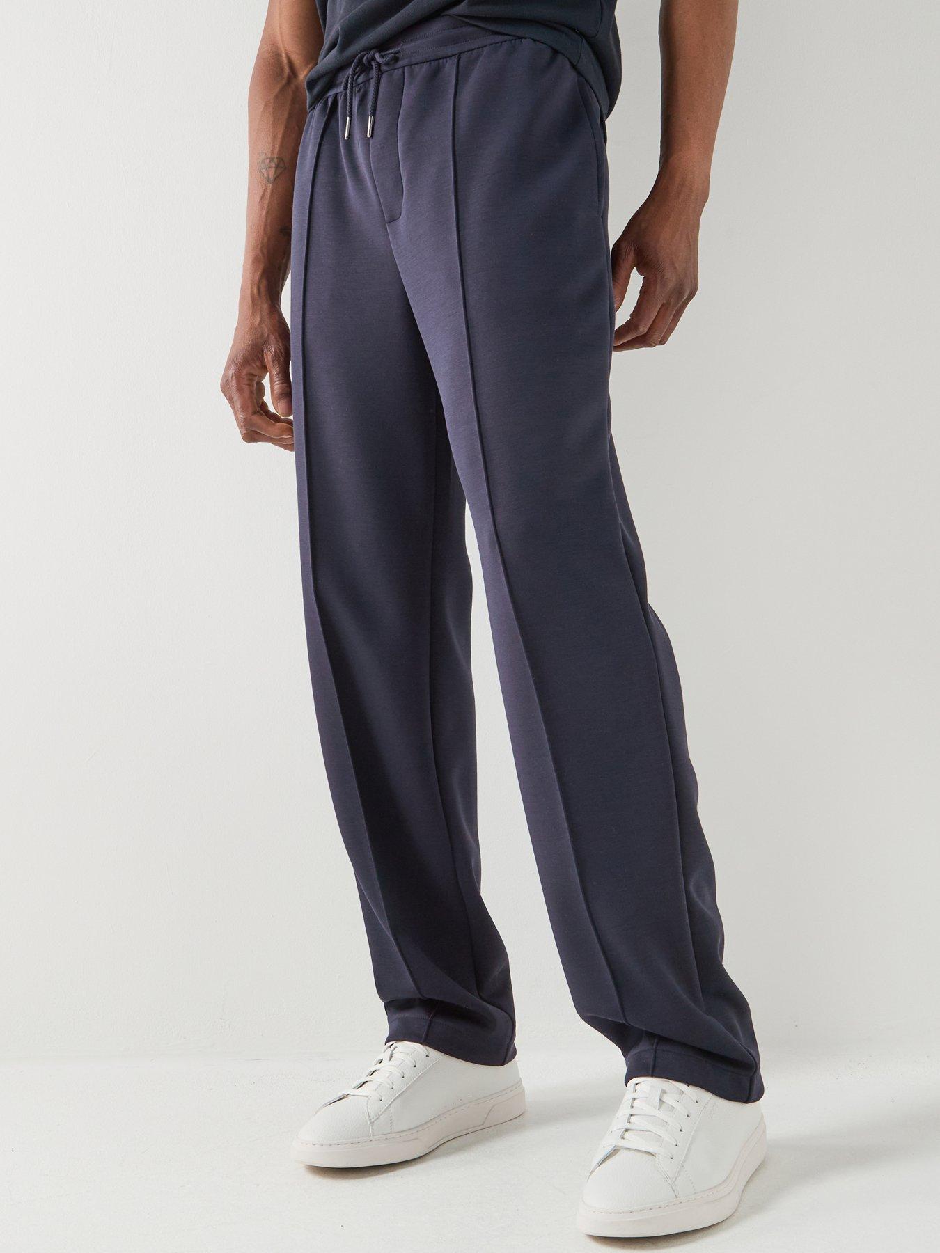 Armani Exchange: Straight Legged Jersey Trousers - Navy