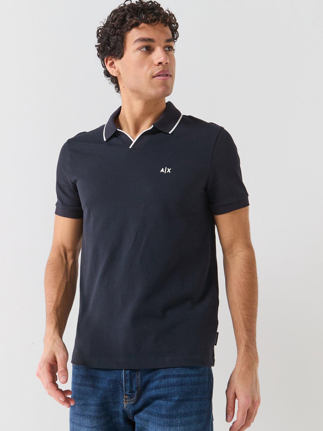 Armani Exchange Slim Fit Open Collar Polo Shirt, Navy, Size 2Xl, Men