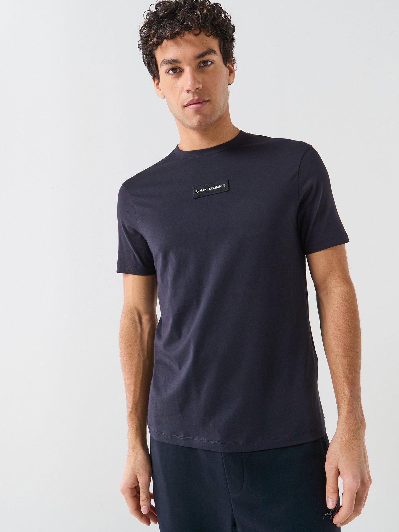 Armani Exchange White Edition Slim Fit Chest Logo T-Shirt - Navy