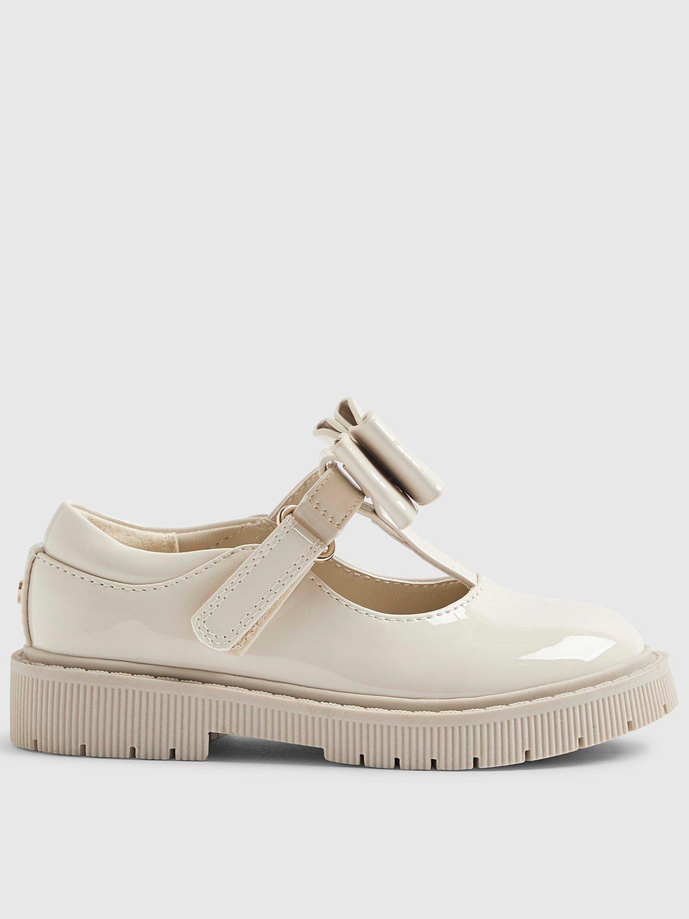 River Island Mini Girls T-Bar Bow Mary Jane Shoes - Cream