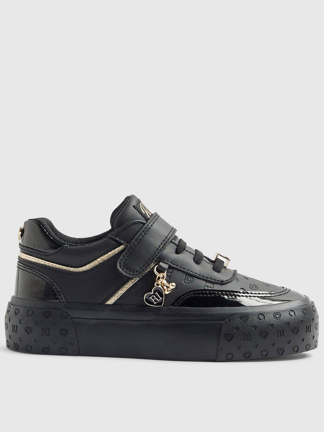 River Island Older Girls Monogram Strap Trainers - Black