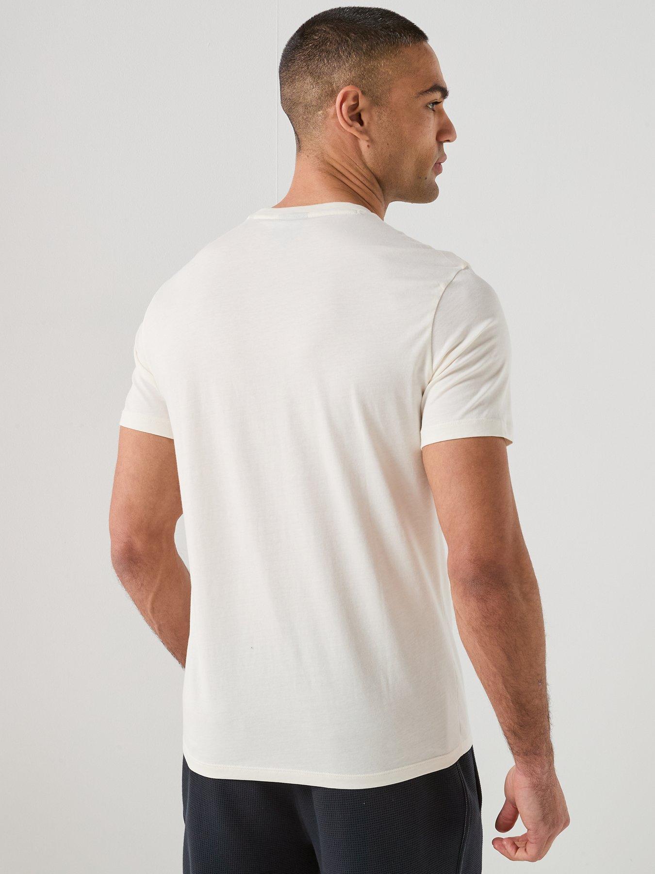Image 2 of 6 of Armani Exchange Slim Fit Ax Chest Logo T-Shirt - Cream