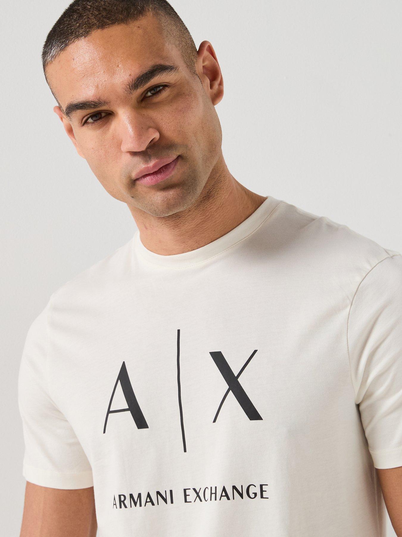 Image 5 of 6 of Armani Exchange Slim Fit Ax Chest Logo T-Shirt - Cream