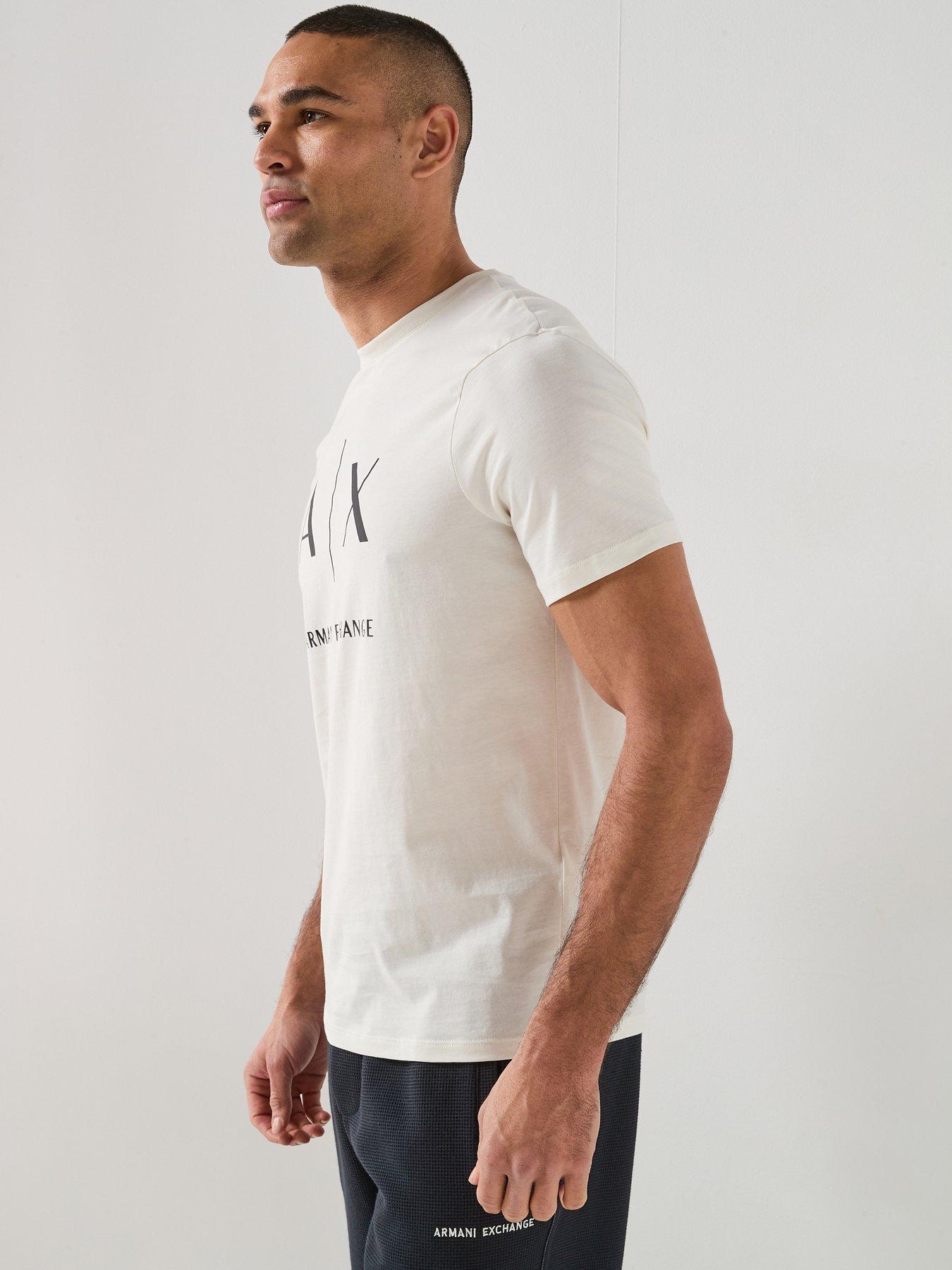 Image 6 of 6 of Armani Exchange Slim Fit Ax Chest Logo T-Shirt - Cream