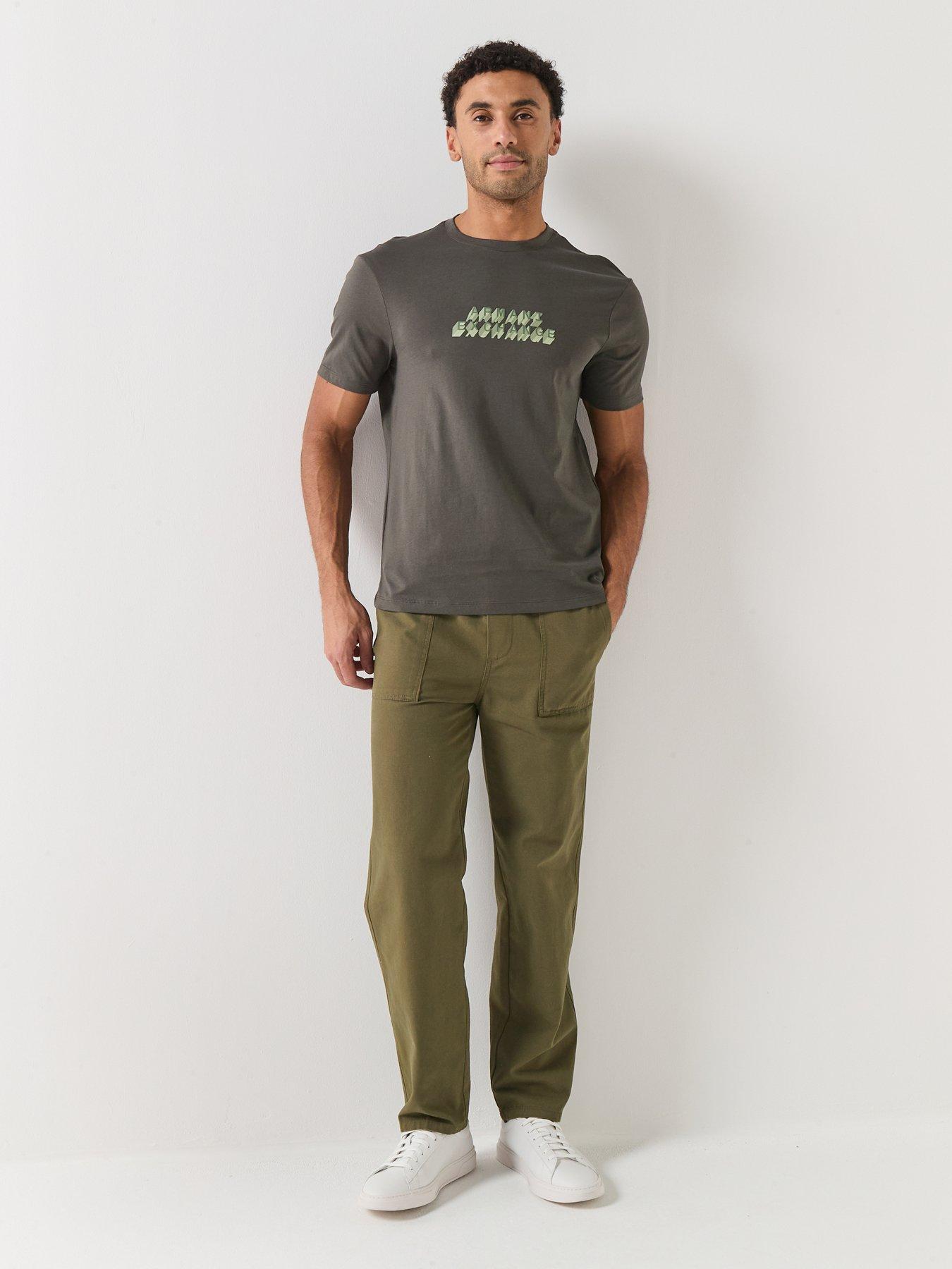 Image 3 of 4 of Armani Exchange Slim Fit Chest Logo T-Shirt - Dark Khaki