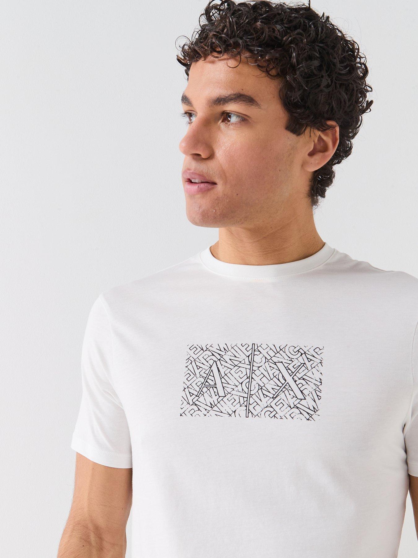 Image 4 of 6 of Armani Exchange Slim Fit Chest Logo T-Shirt - Off White