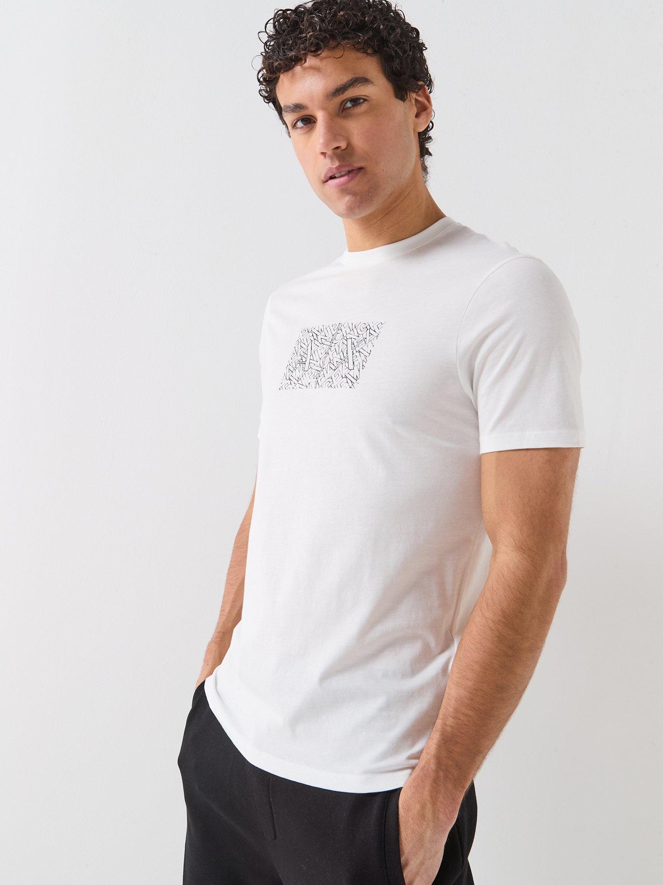 Image 5 of 6 of Armani Exchange Slim Fit Chest Logo T-Shirt - Off White