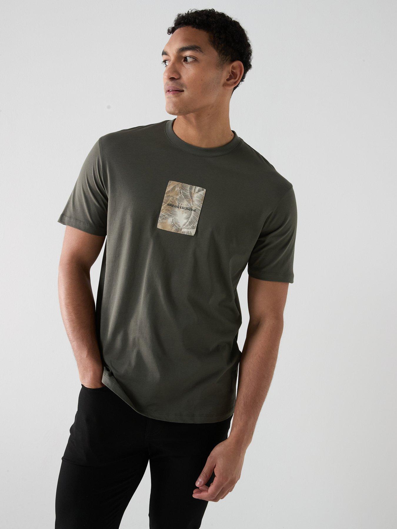 Armani Exchange Leaf Logo T-Shirt, Dark Khaki, Size S, Men