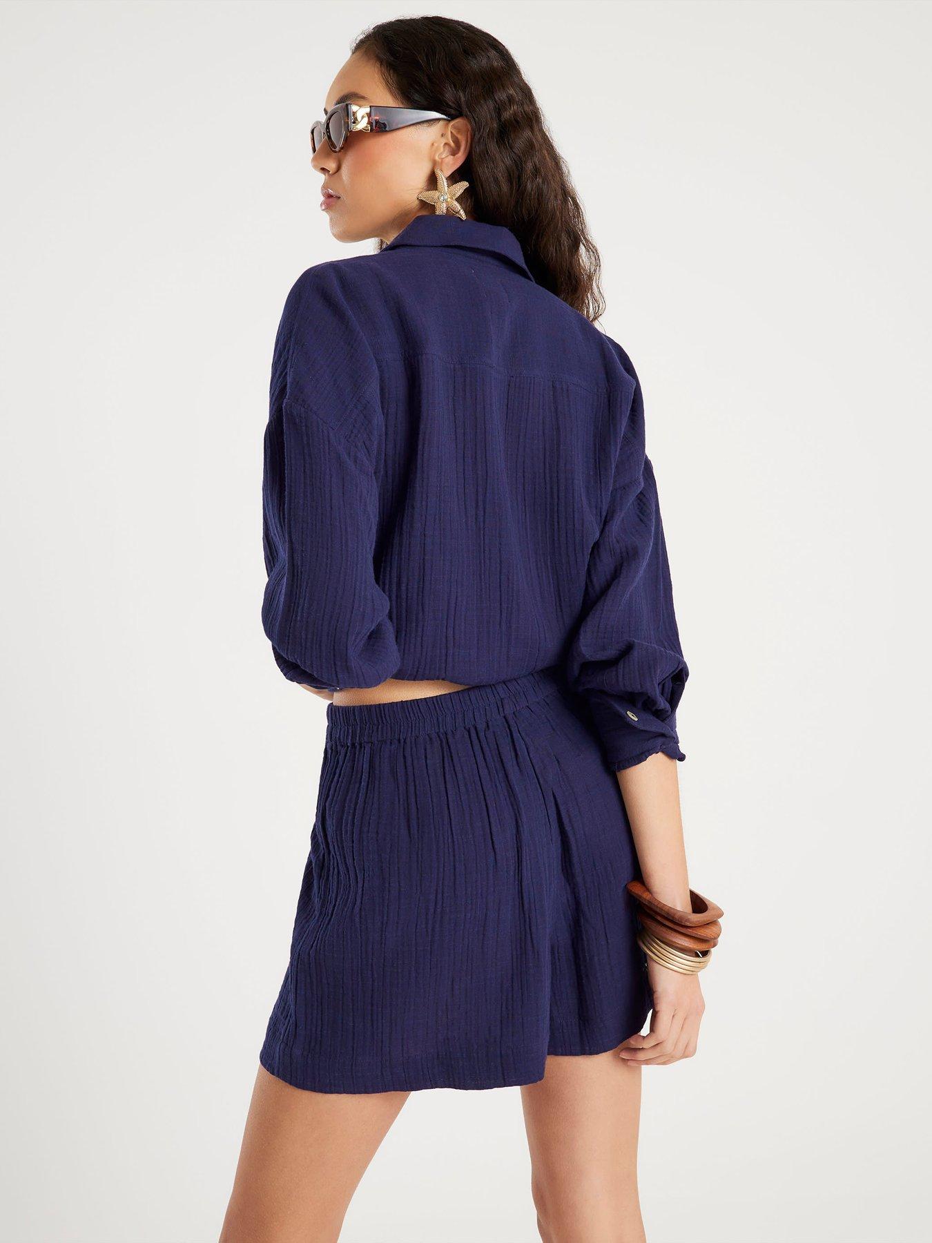 Image 2 of 4 of River Island Double Faced Shorts - Navy