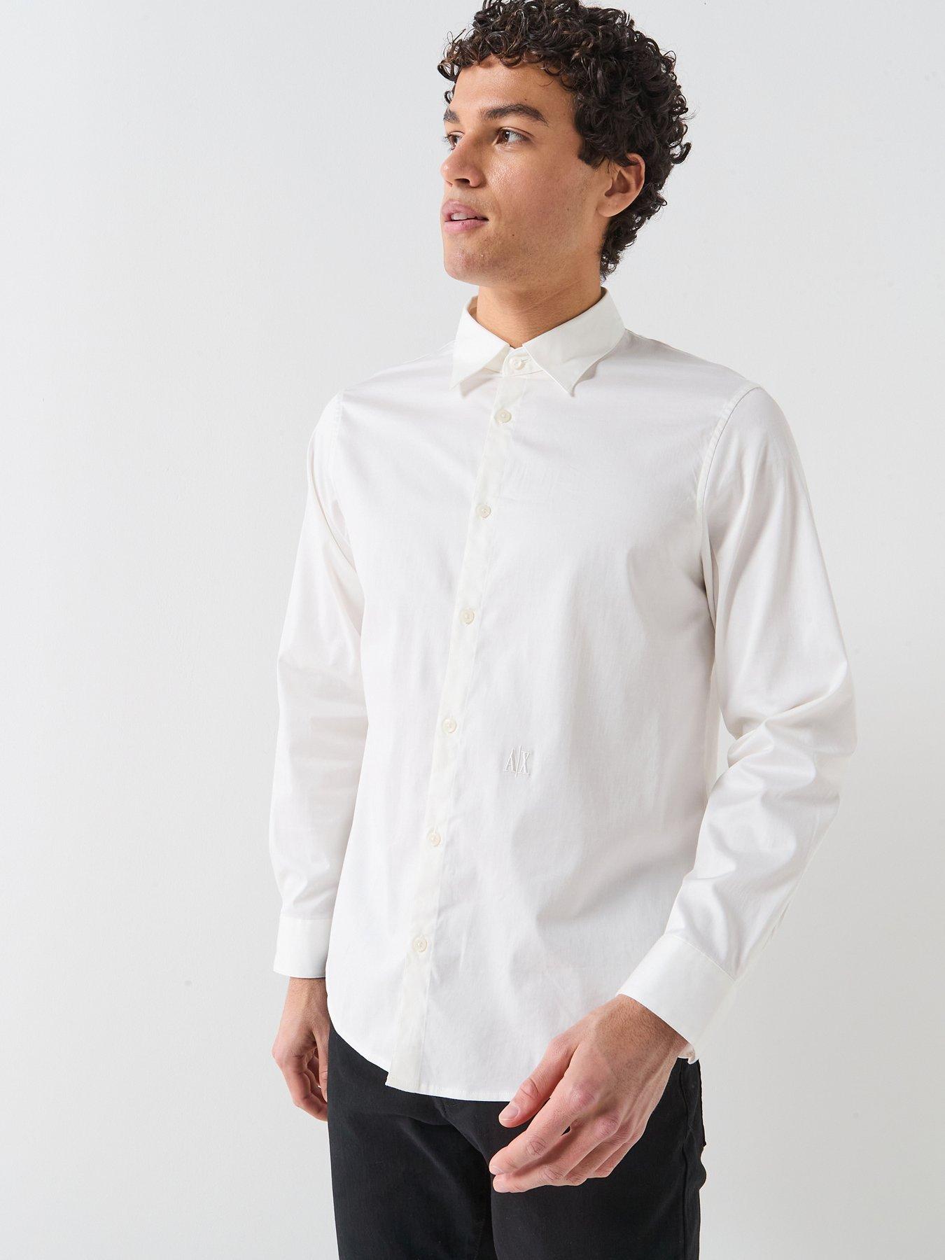 Armani Exchange Icon Stretch Cotton Shirt - Off White
