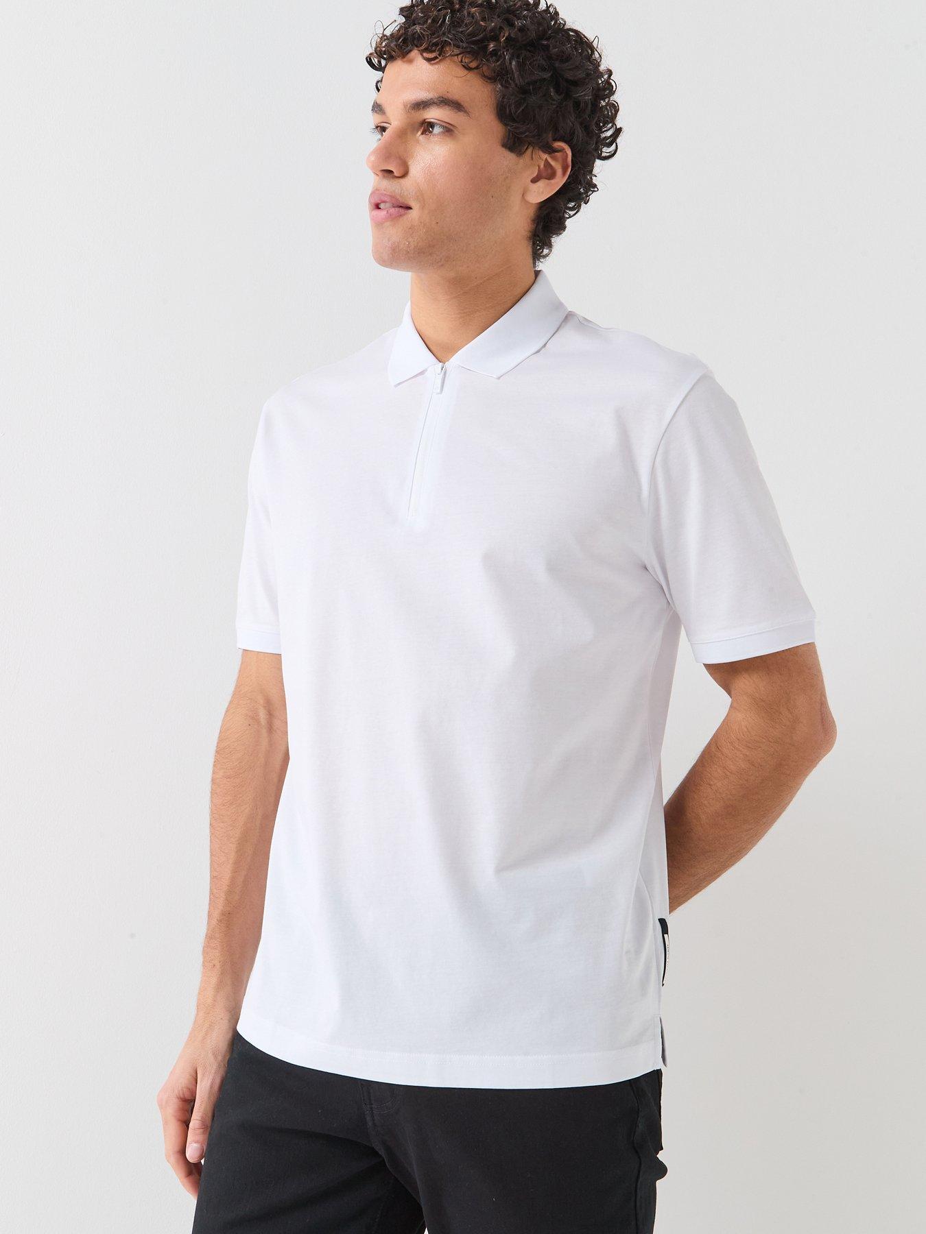 Armani Exchange Zip Neck Polo Shirt - White