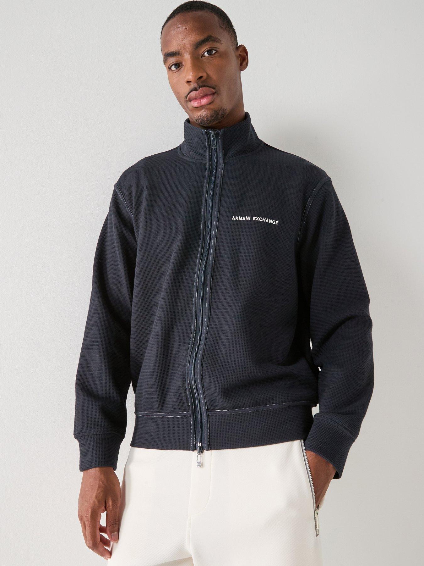 Armani Exchange Full Zip Waffle Knit Jacket - Navy