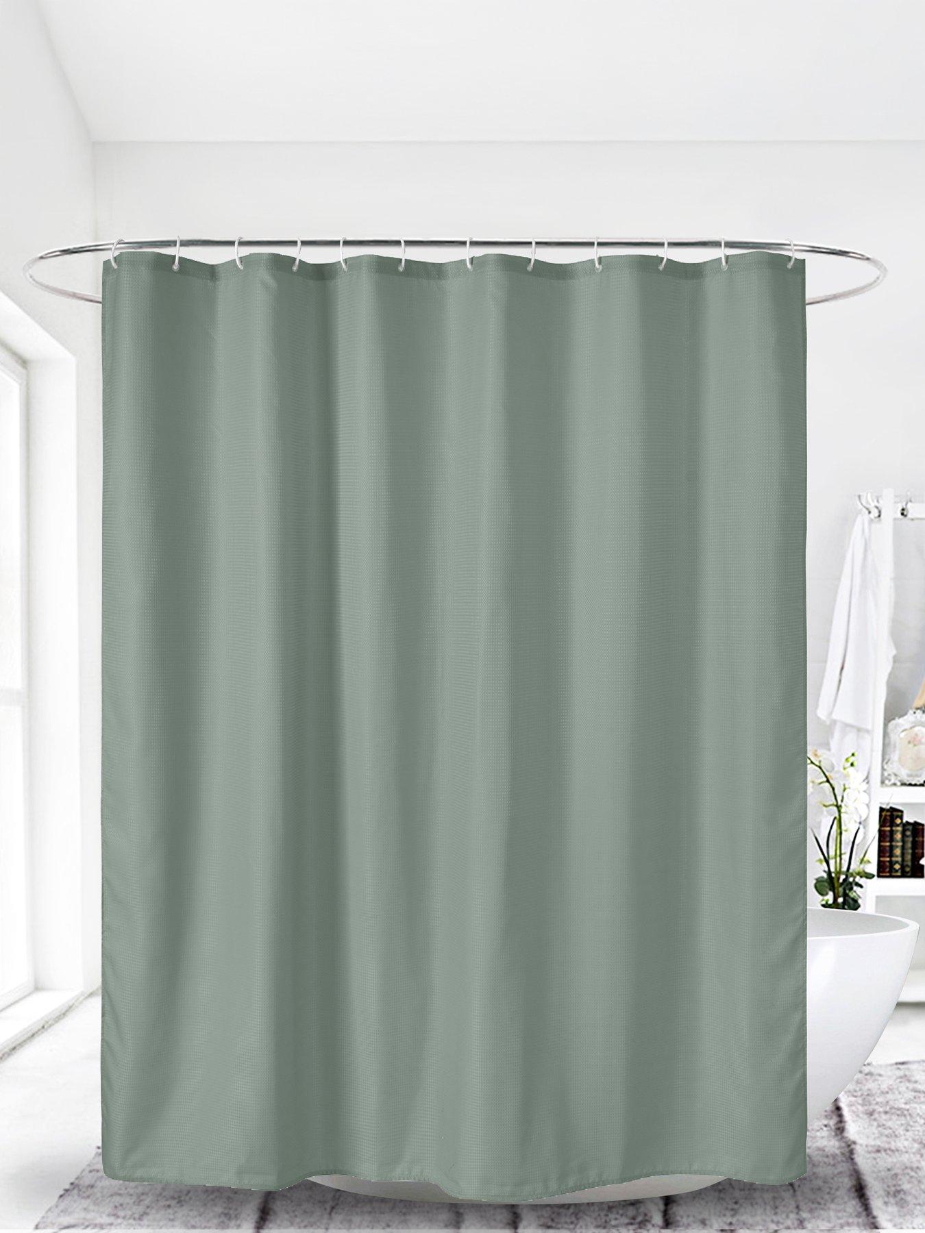 AQUALONA Waffle Sage Green Shower Curtain