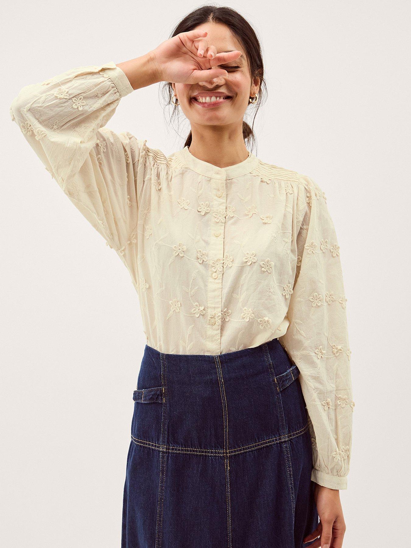Monsoon Mel Embroidered Blouse - Cream