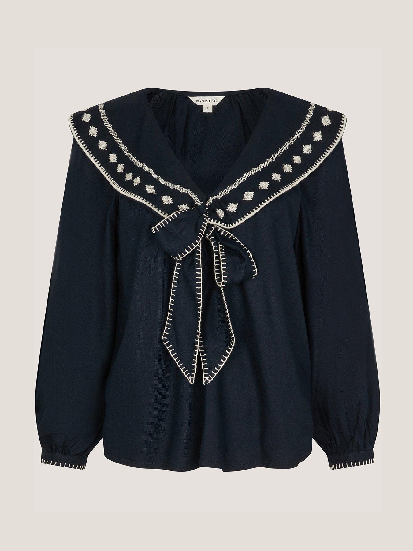 Image 3 of 5 of Monsoon Lola Collared Top - Blue
