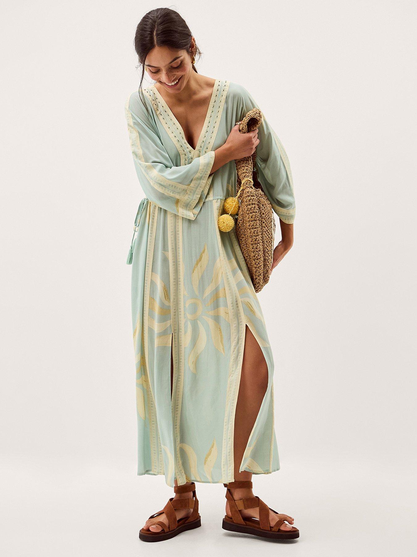 Monsoon Tashie Sun Print Midi Dress - Blue