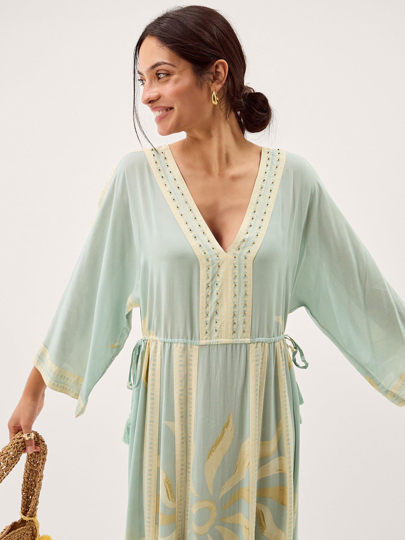 Image 4 of 5 of Monsoon Tashie Sun Print Midi Dress - Blue
