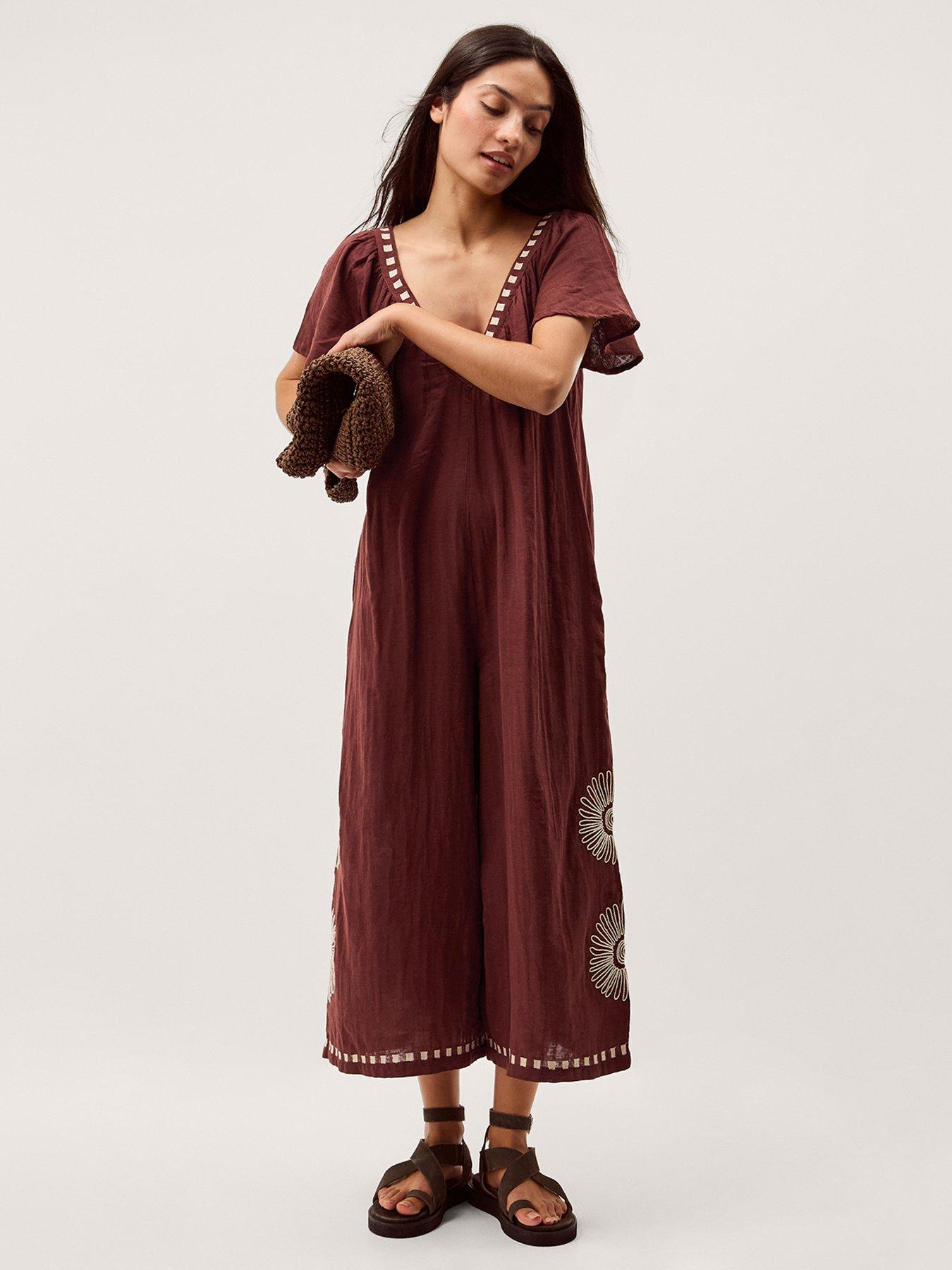 Image 1 of 5 of Monsoon Aurelia Jumpsuit - Brown