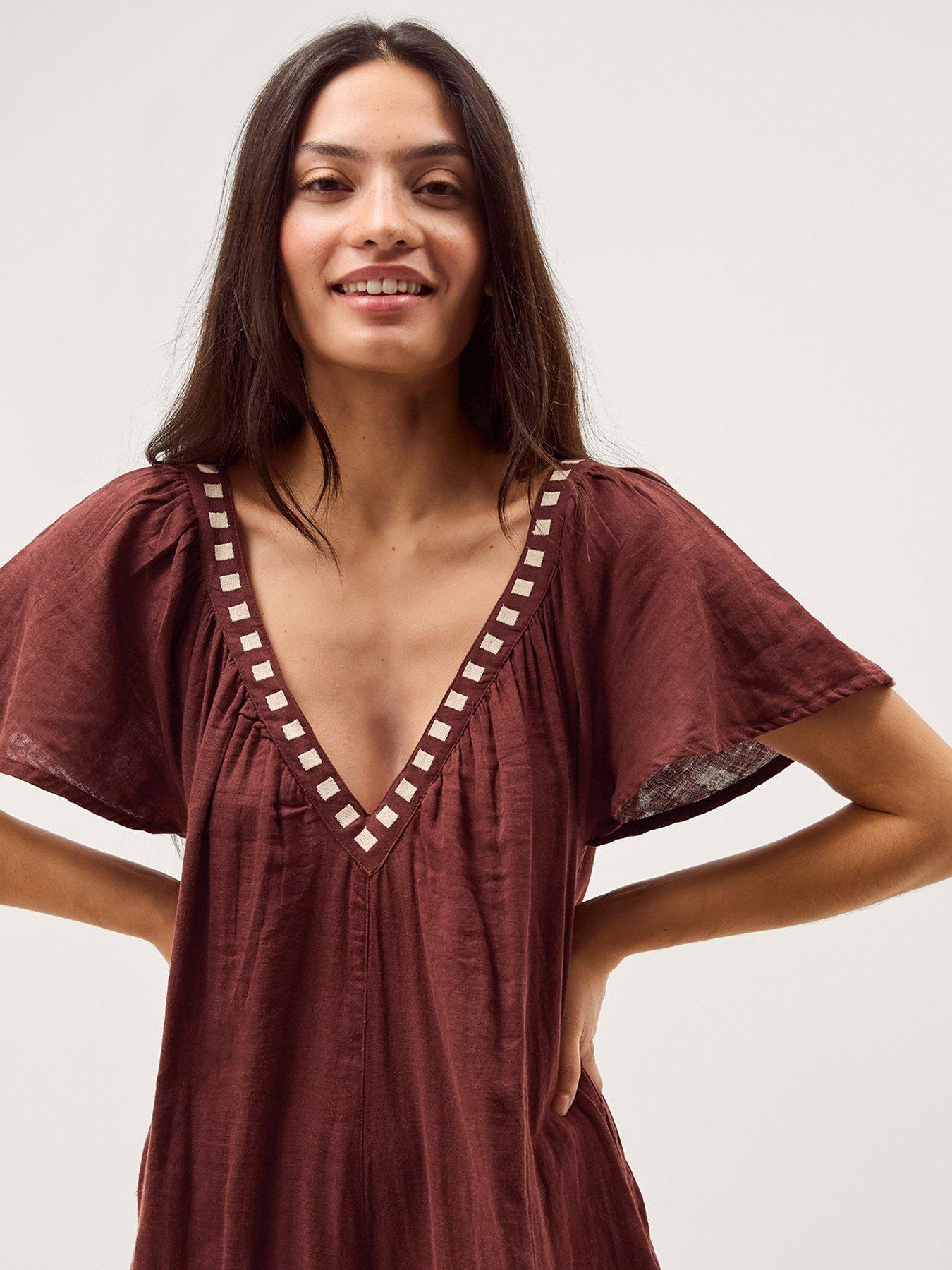 Image 4 of 5 of Monsoon Aurelia Jumpsuit - Brown