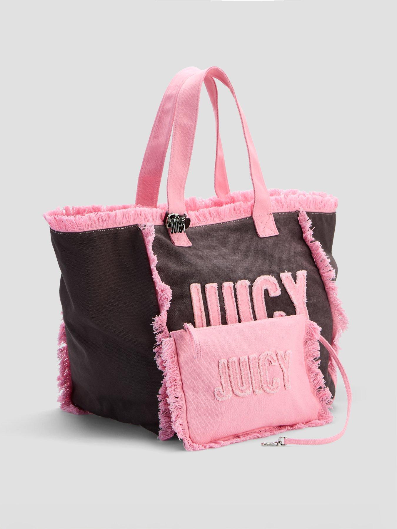 Image 2 of 6 of Juicy Couture Mirna Beach Shopping Trip Cotton/ PU Java Bag - Brown/Pink