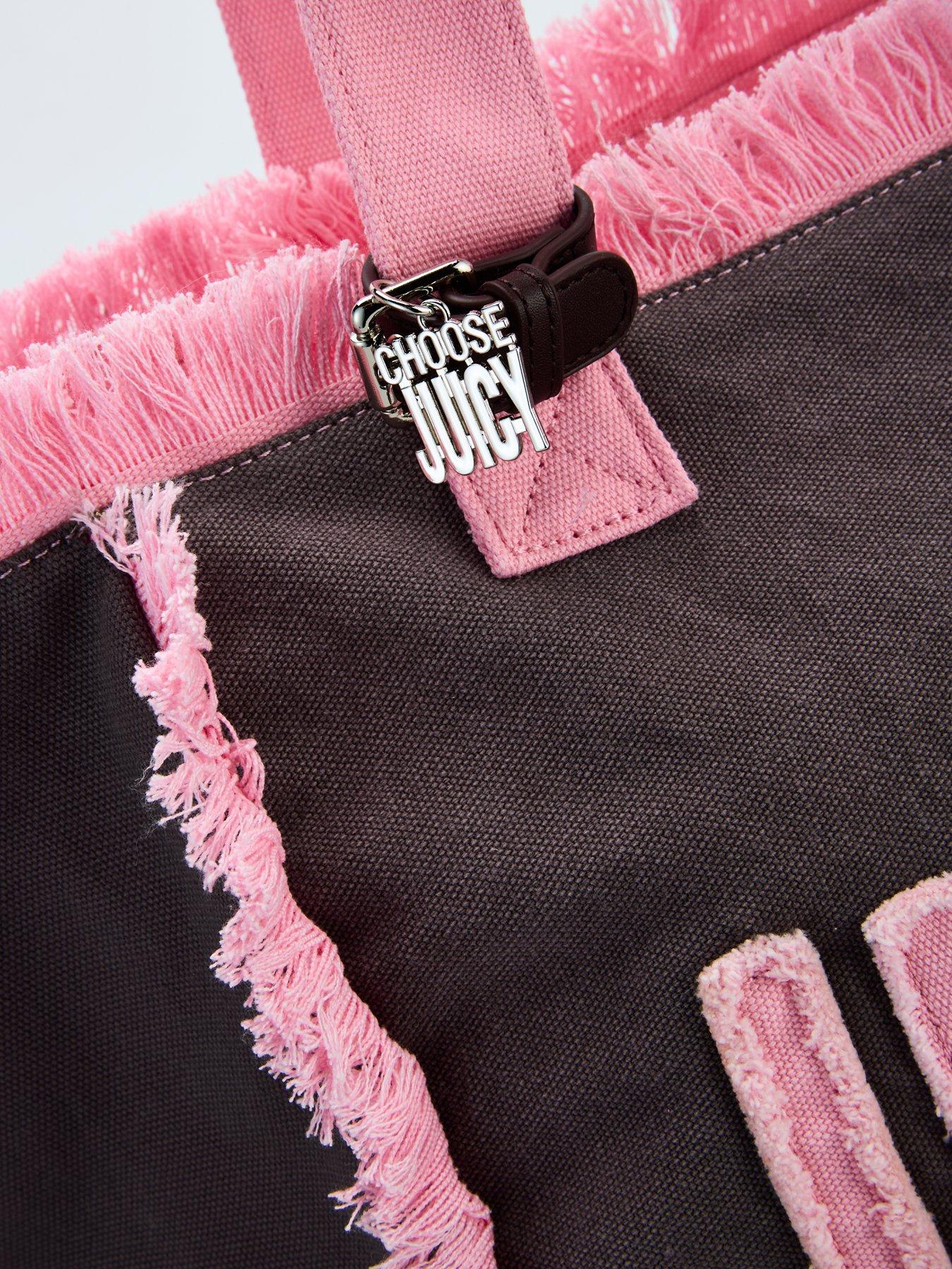 Image 4 of 6 of Juicy Couture Mirna Beach Shopping Trip Cotton/ PU Java Bag - Brown/Pink