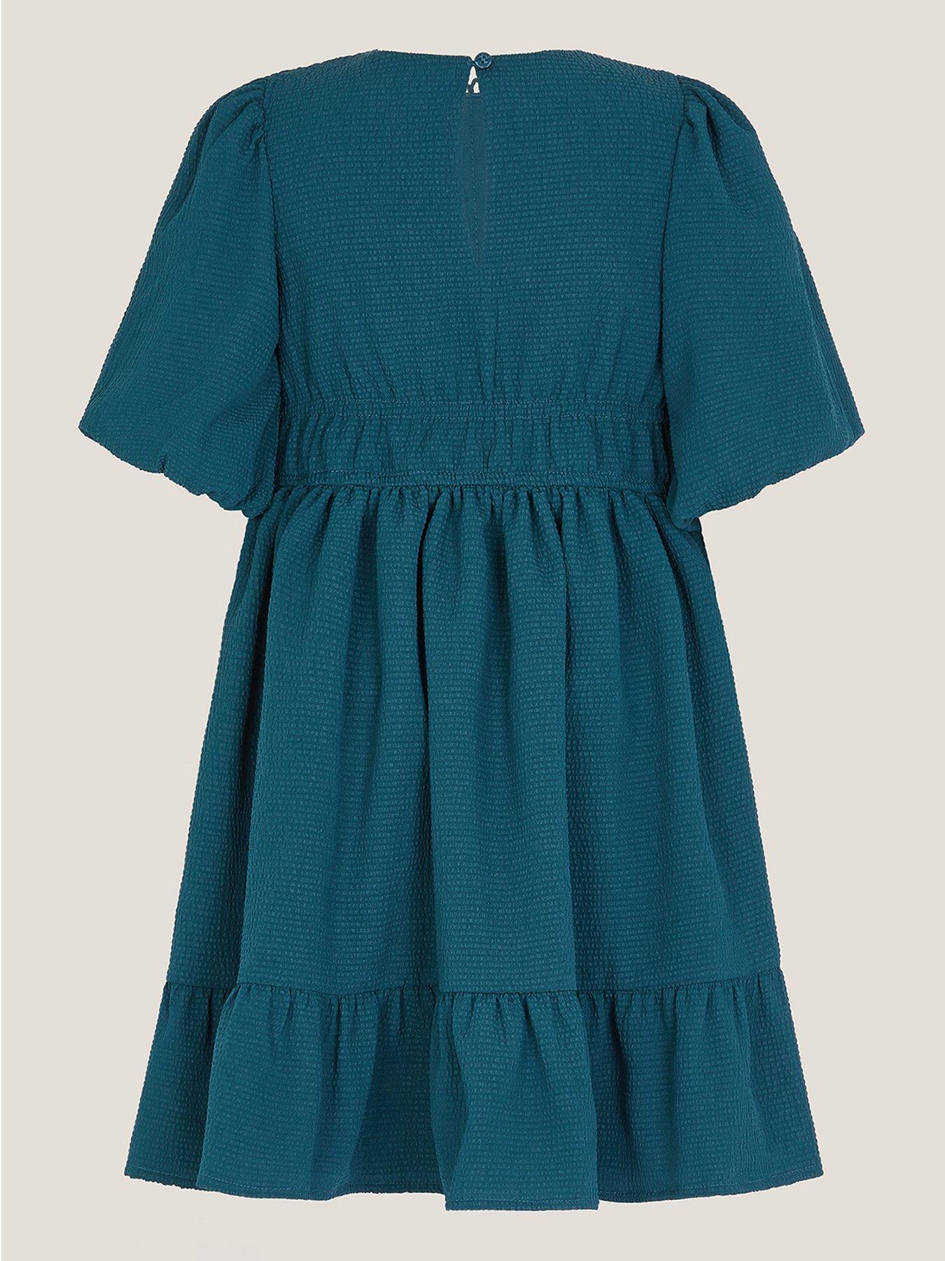 Image 3 of 4 of Monsoon Girls Crochet Yoke Dress - Navy