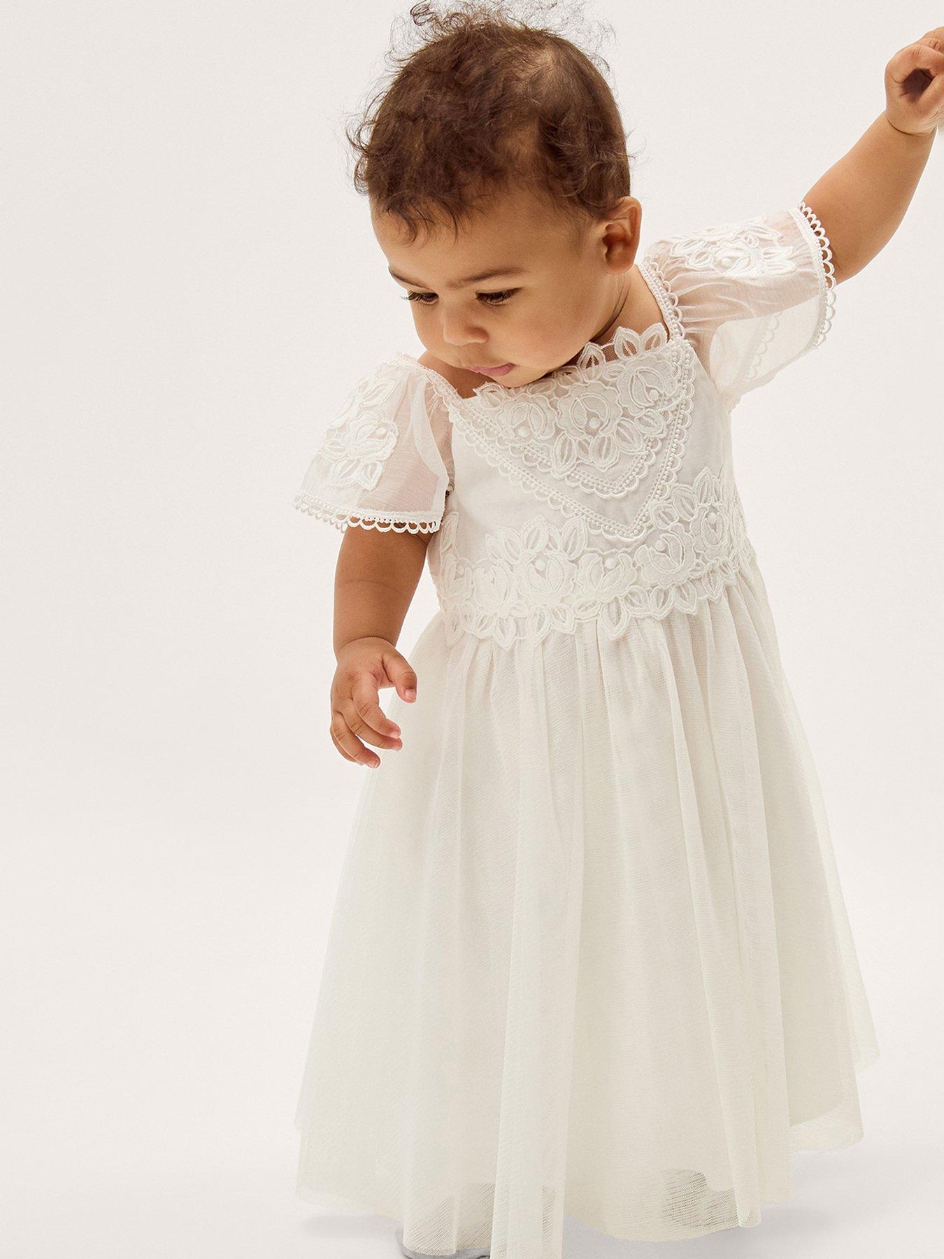 Monsoon Baby Girls Floella Estella Lace Dress - Light Cream