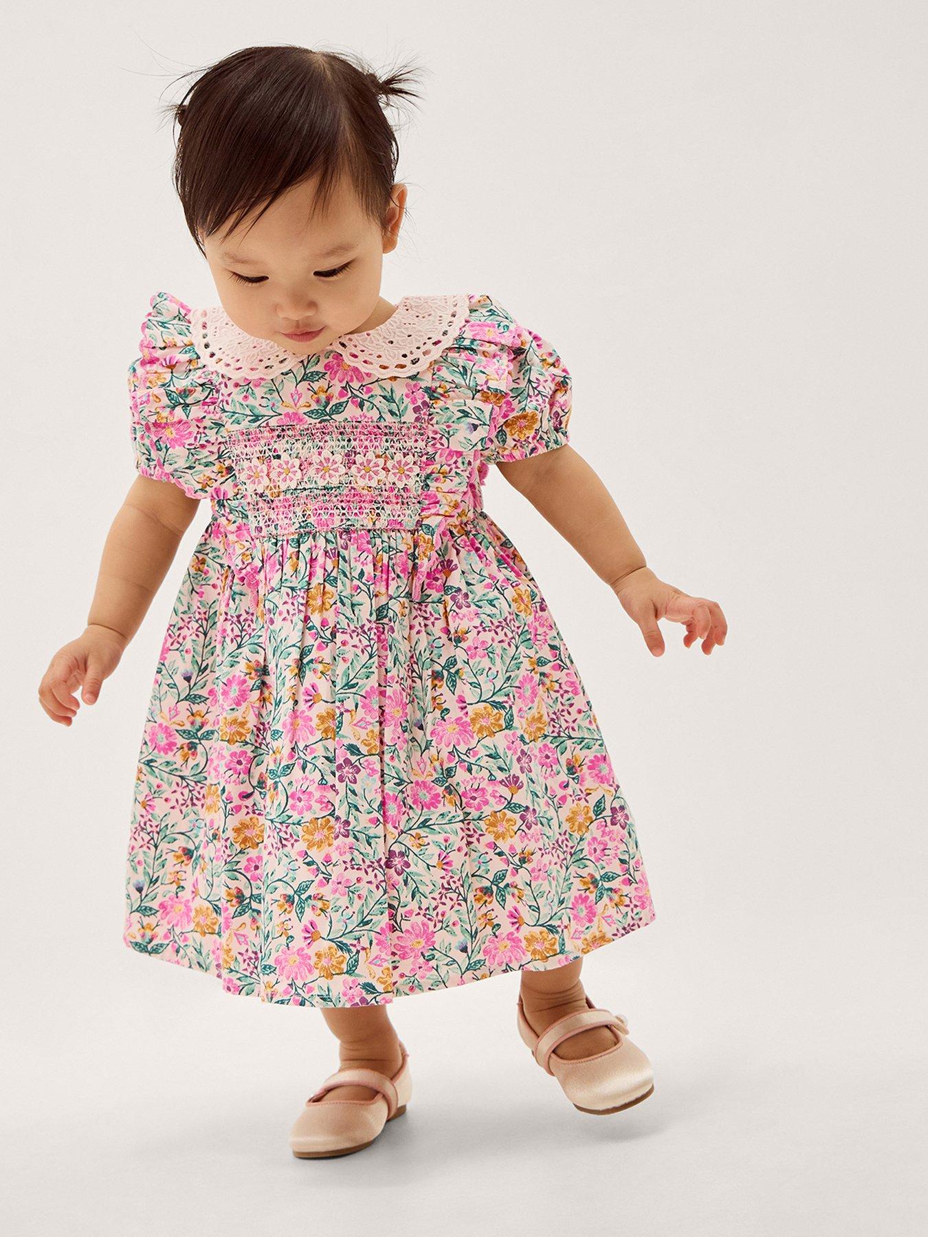 Monsoon Baby Girls Boutique Floral Dress - Light Cream