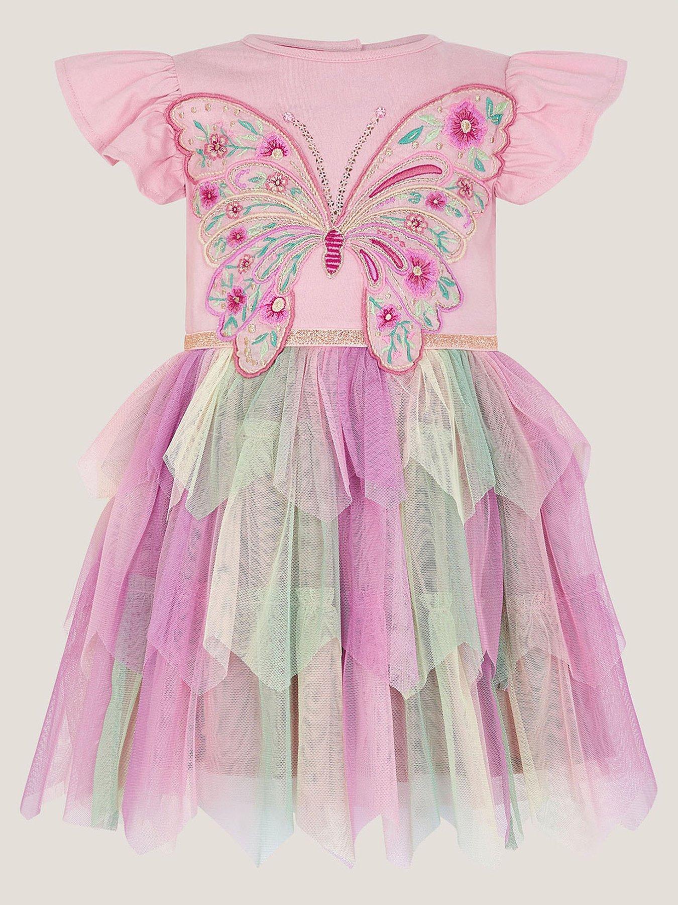Monsoon Baby Girls Butterfly Disco Mini Me Dress - Pink