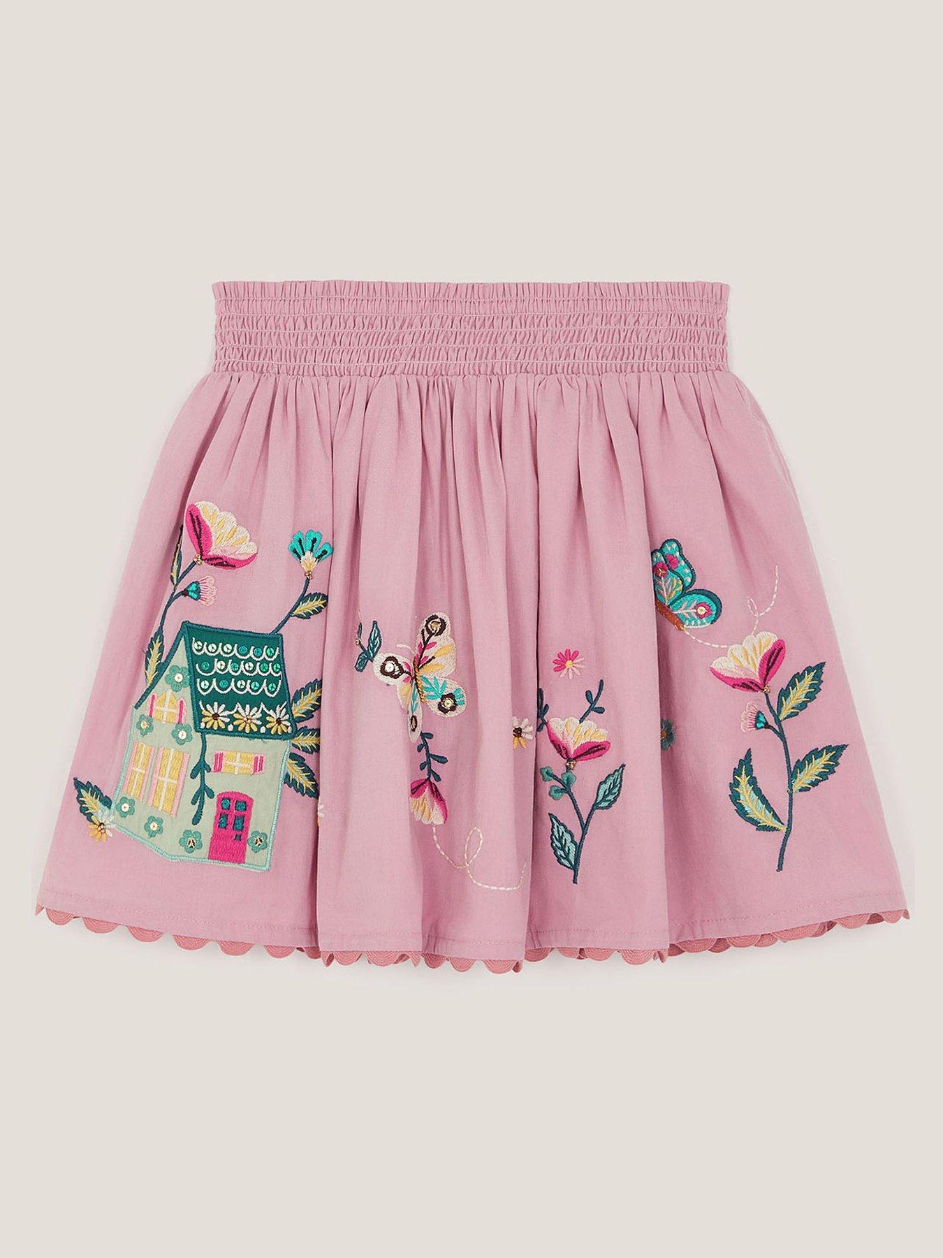 Image 2 of 4 of Monsoon Girls Crafted Boho Cotton Skirt - Light Purple