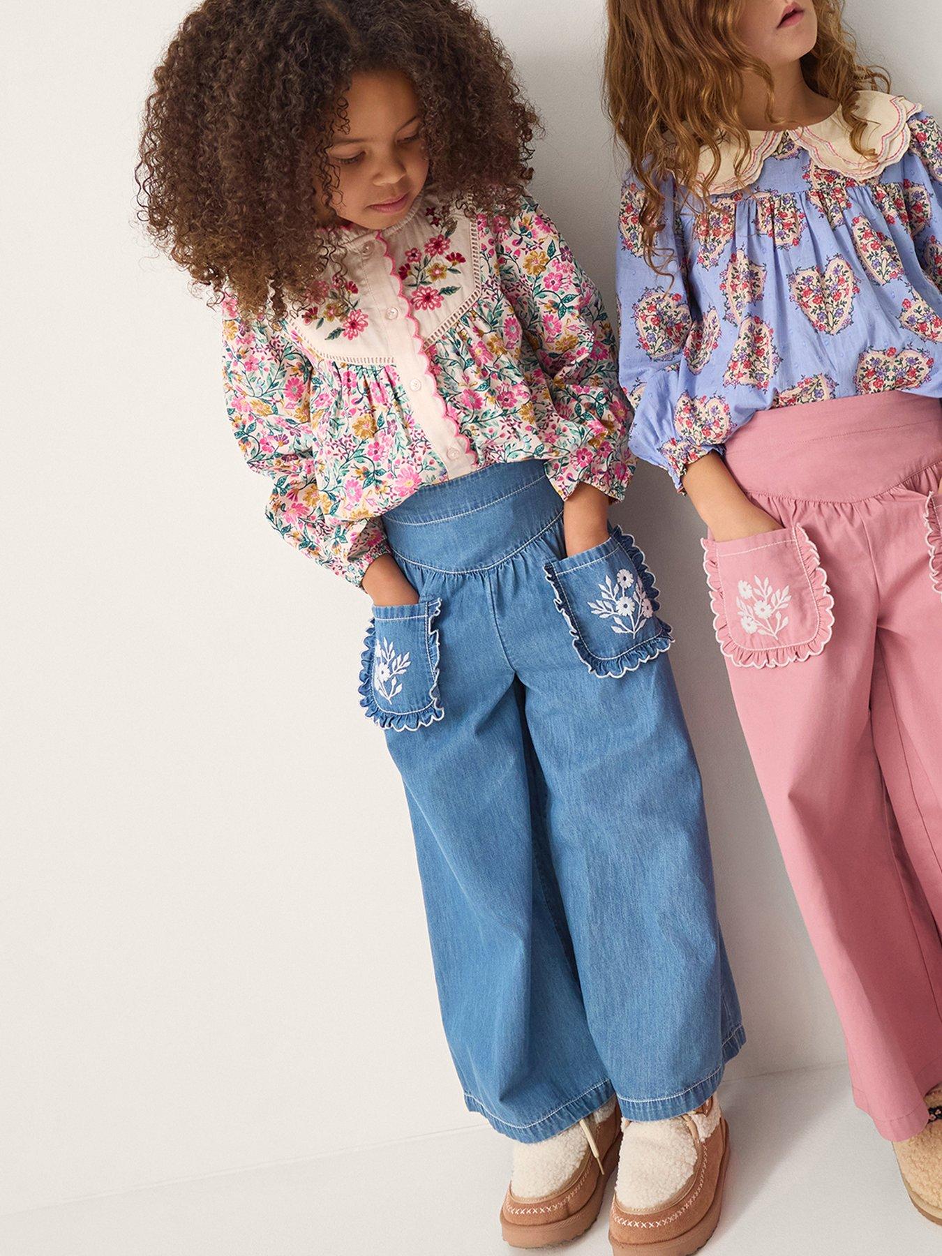 Monsoon Girls Scallop Cham Trousers - Blue