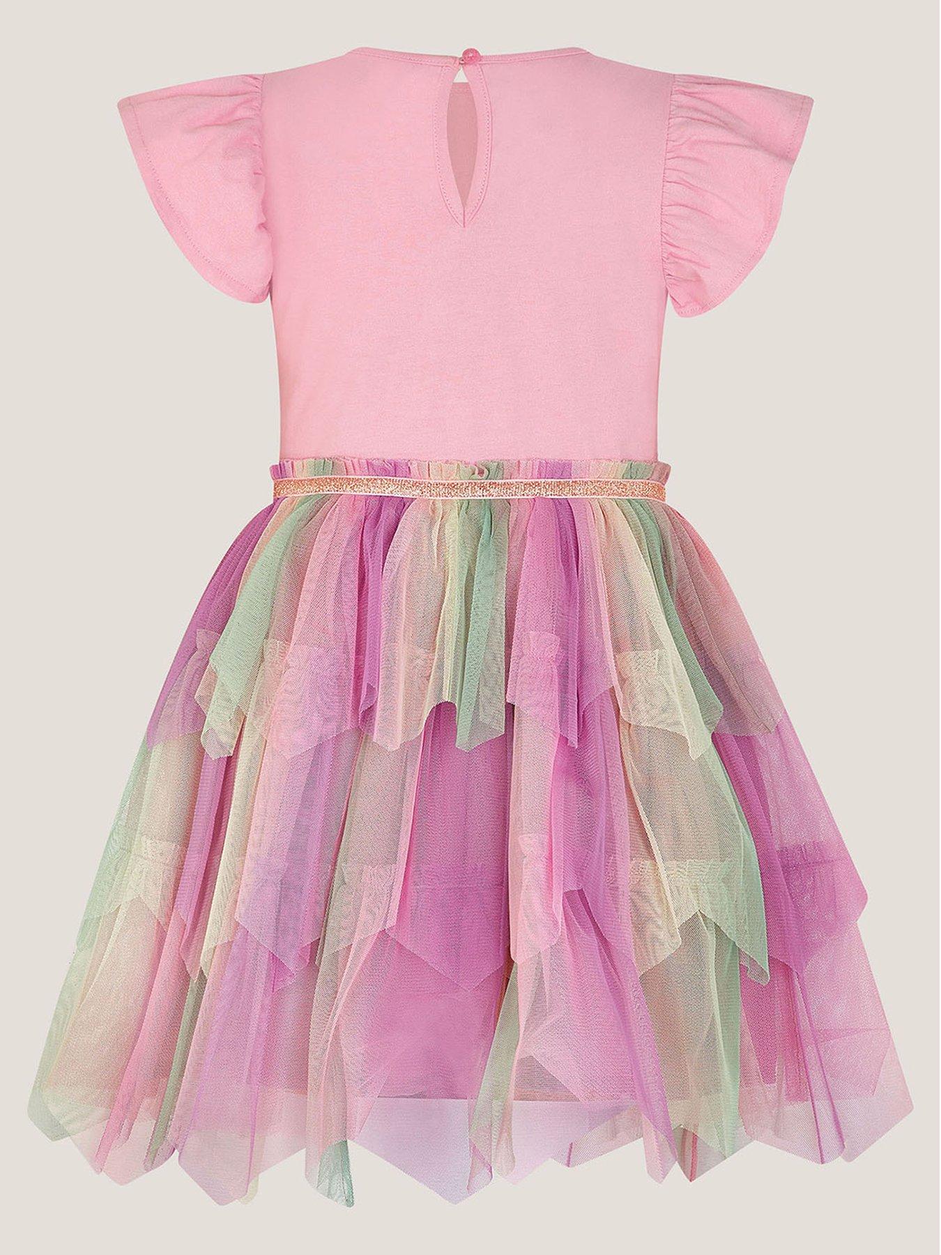 Image 3 of 4 of Monsoon Girls Butterfly Embroidered Disco Dress - Pink