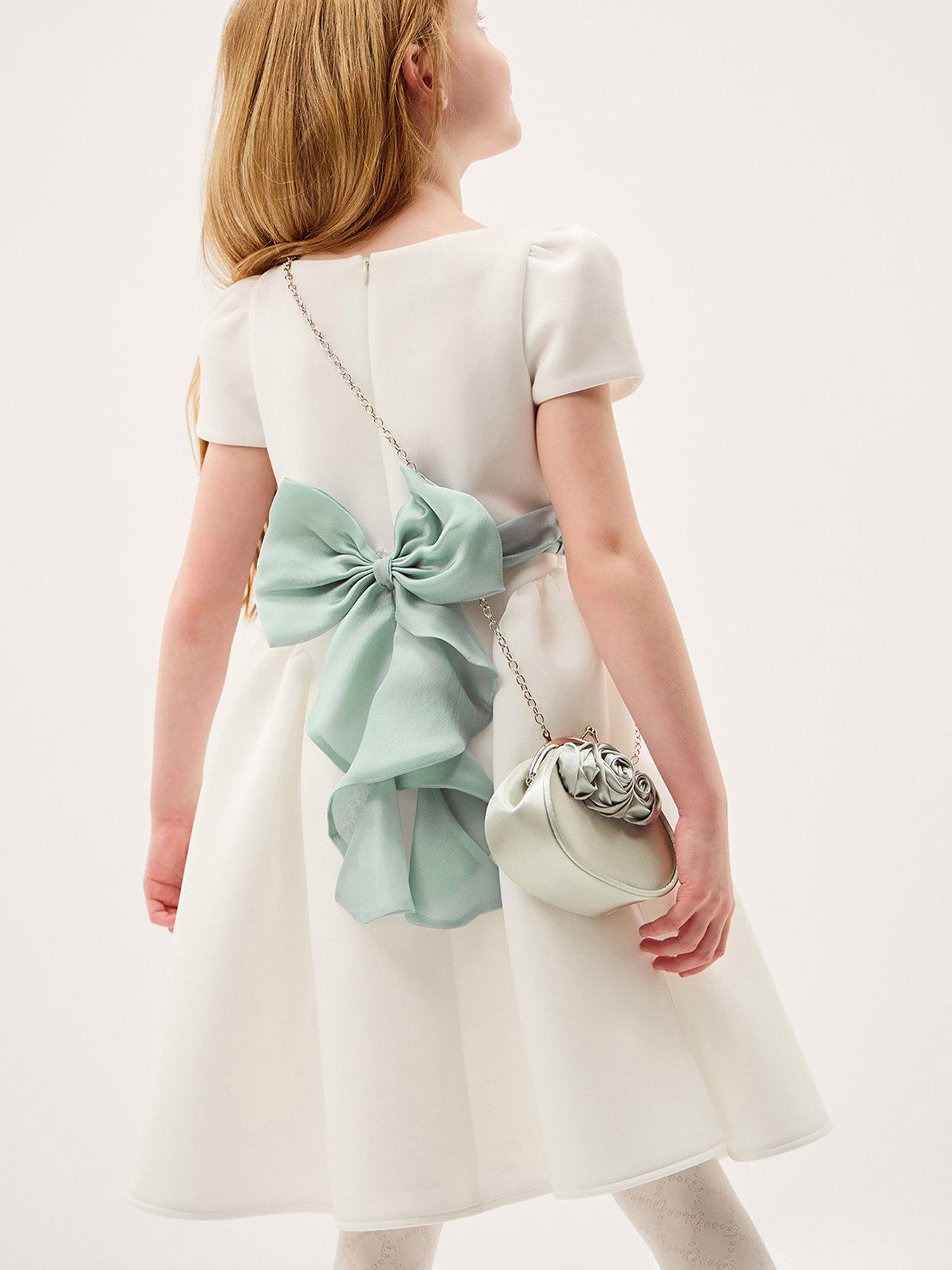 Monsoon Girls Polly Cap Sleeve Scuba Dresss - Light Cream