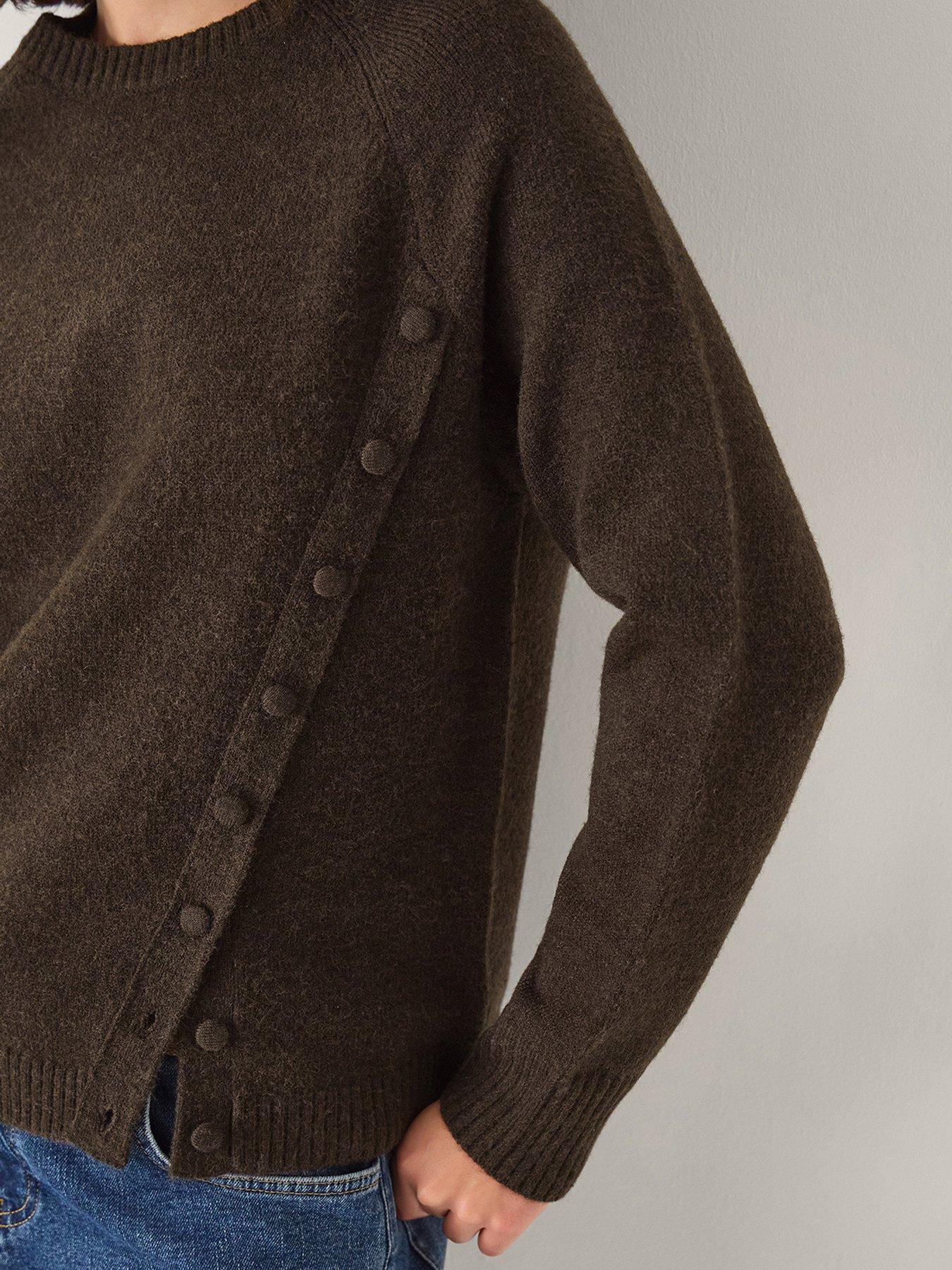 Image 4 of 5 of Monsoon Bray Button Jumper - Brown