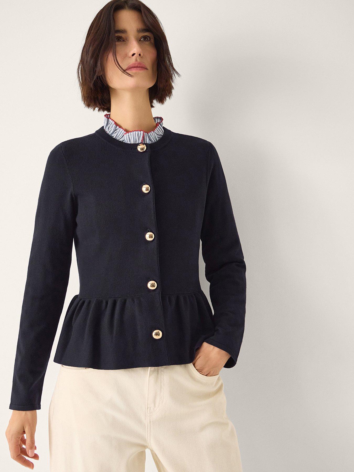 Monsoon Prune Peplum Cardigan - Blue