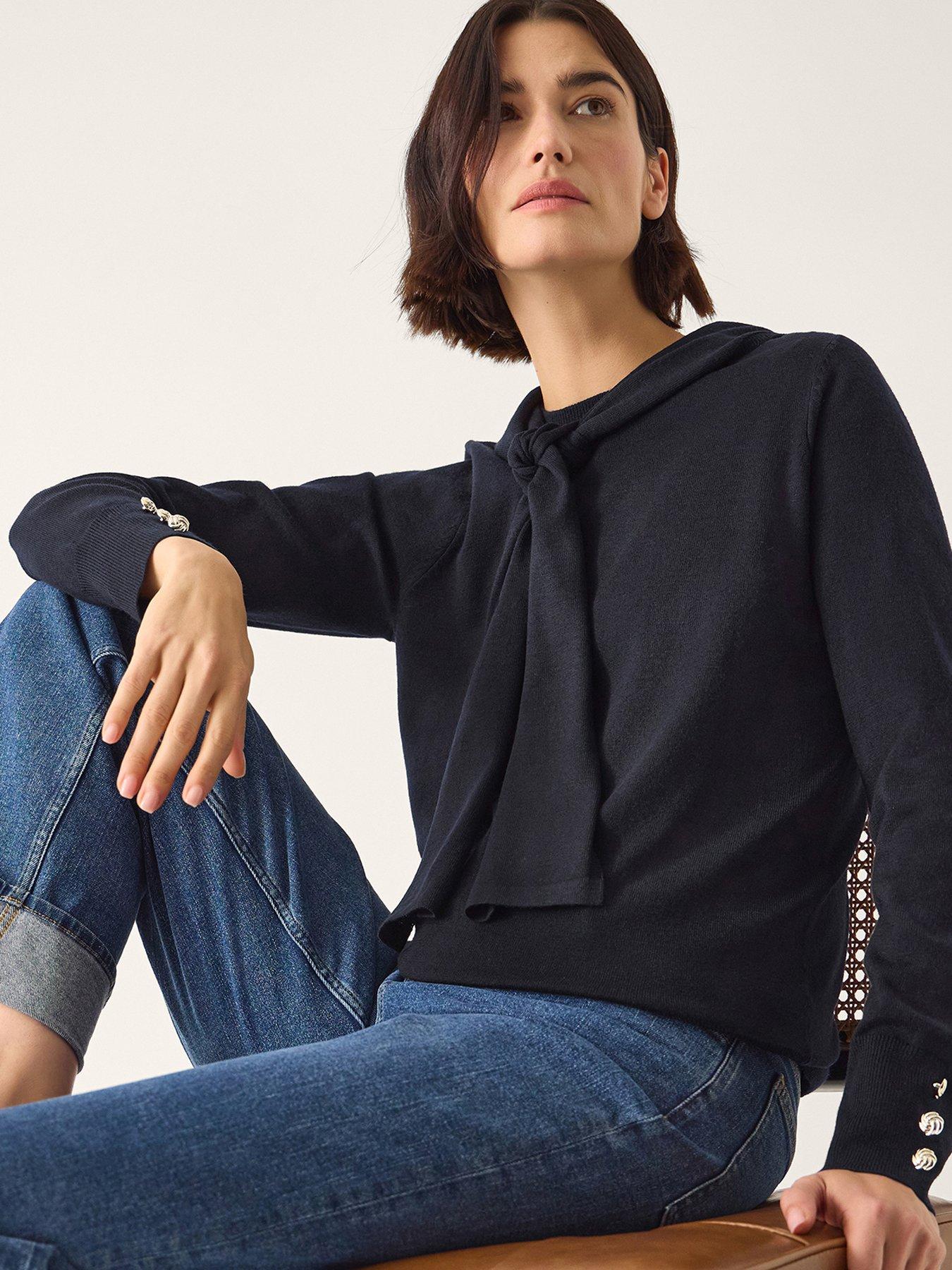 Monsoon Nila Neck Tie Jumper - Blue