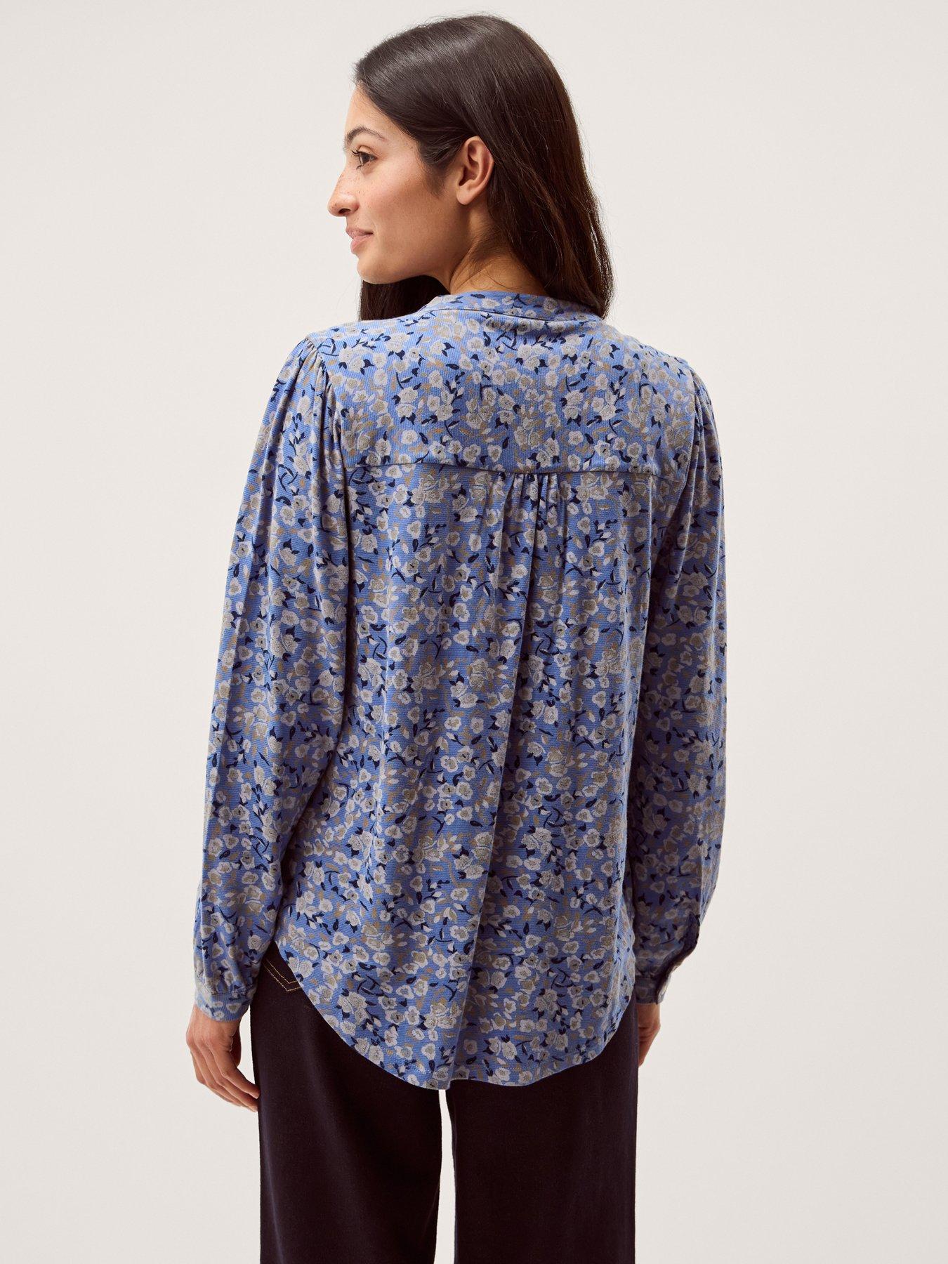 Image 2 of 5 of Monsoon Nina Print Jersey Top - Blue