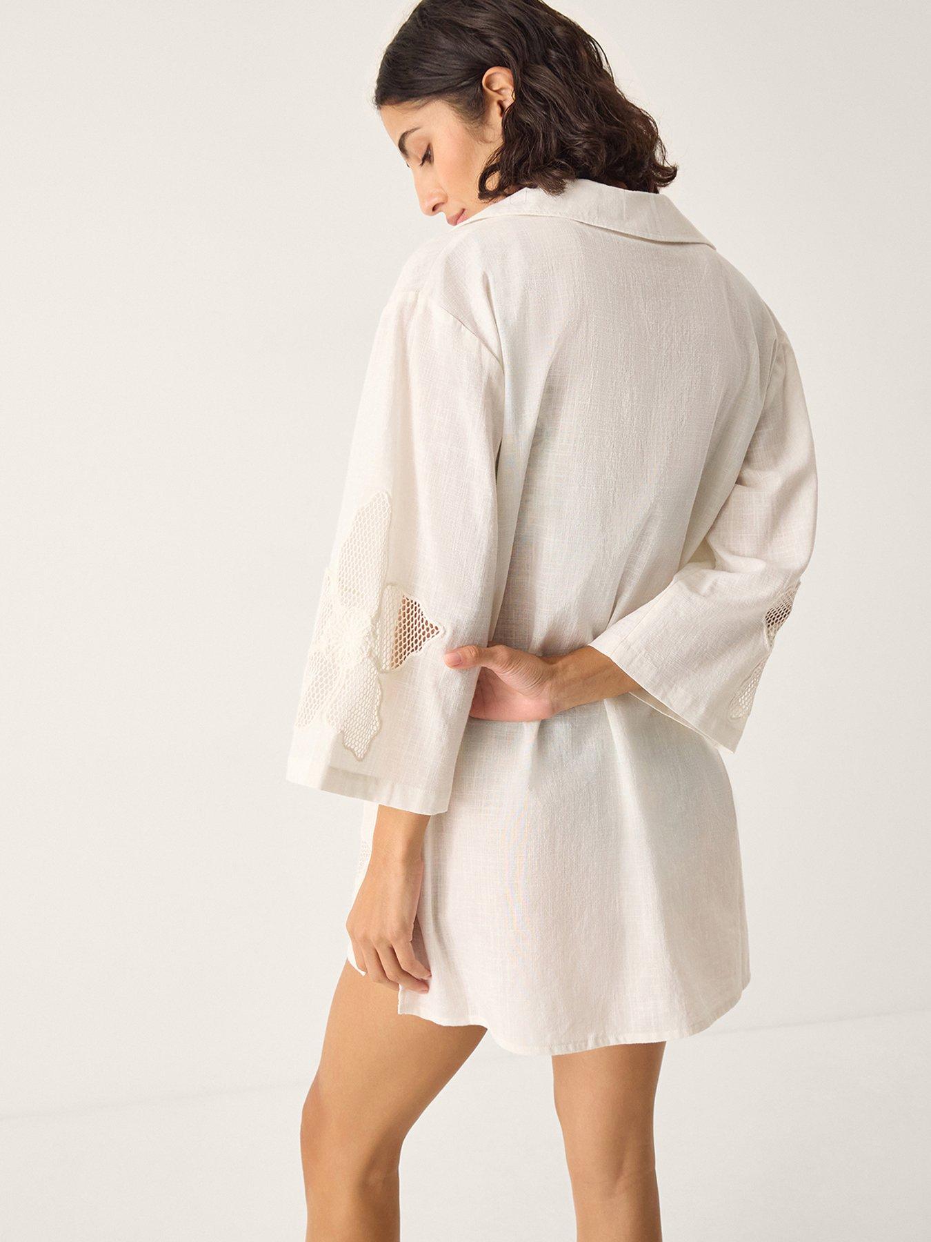 Image 2 of 5 of Monsoon Joanna Cutwork Beach Shirt - Cream