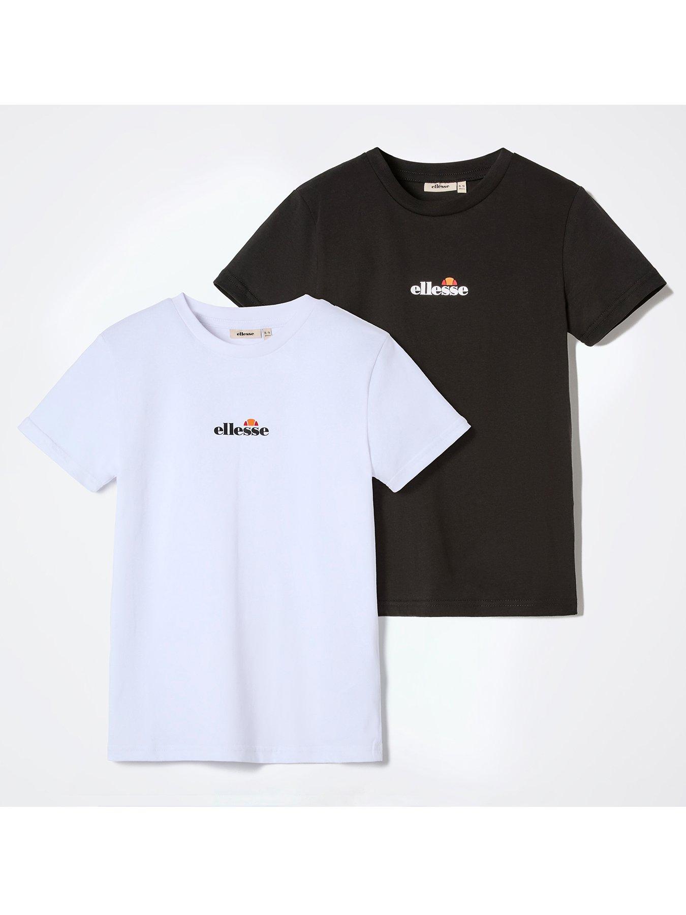 Ellesse Junior Boys Duranio 2 Pack T-Shirt - Black/White
