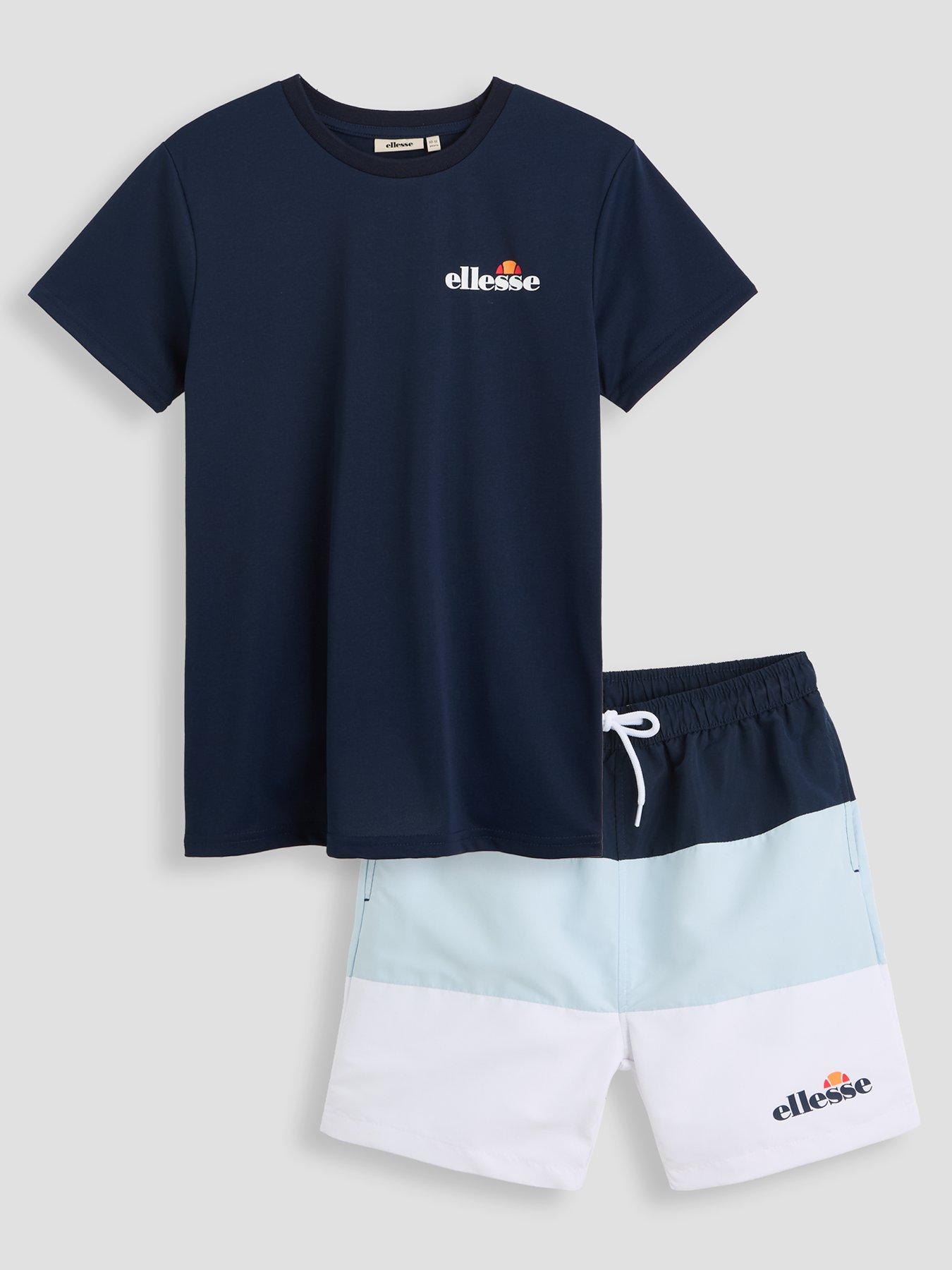 Image 1 of 5 of Ellesse Junior Boys Vascero T-Shirt And Short Set - Navy