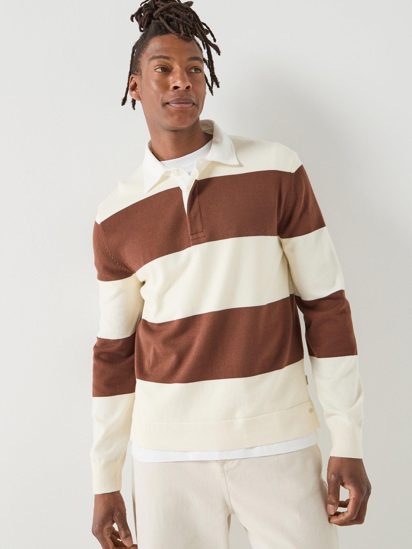 GANT Barstripe Rugger Ruby Long Sleeve Polo Shirt - White