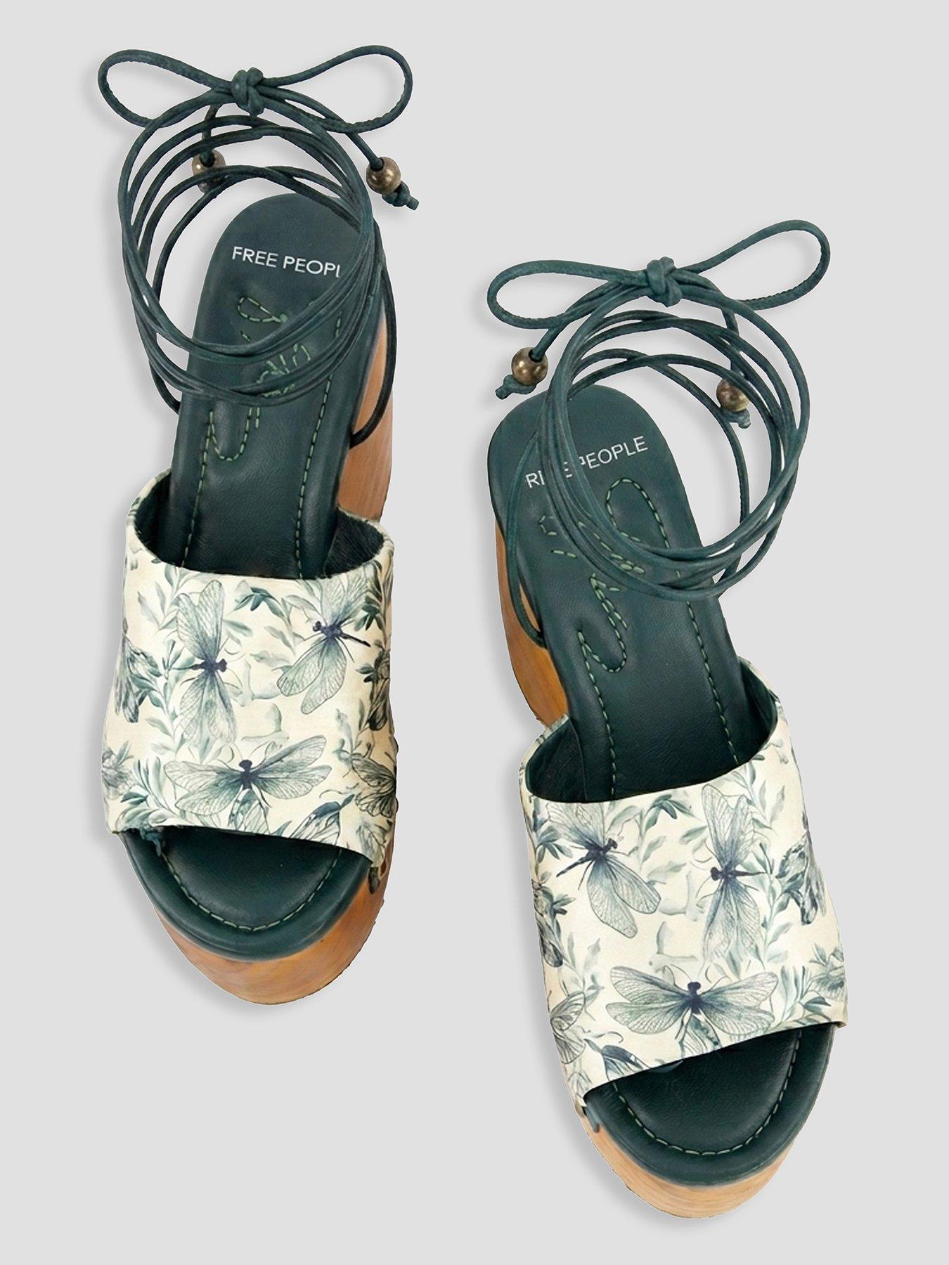 Image 3 of 6 of FREE PEOPLE Front Row Wrap Dragonfly Print Clogs - Blue